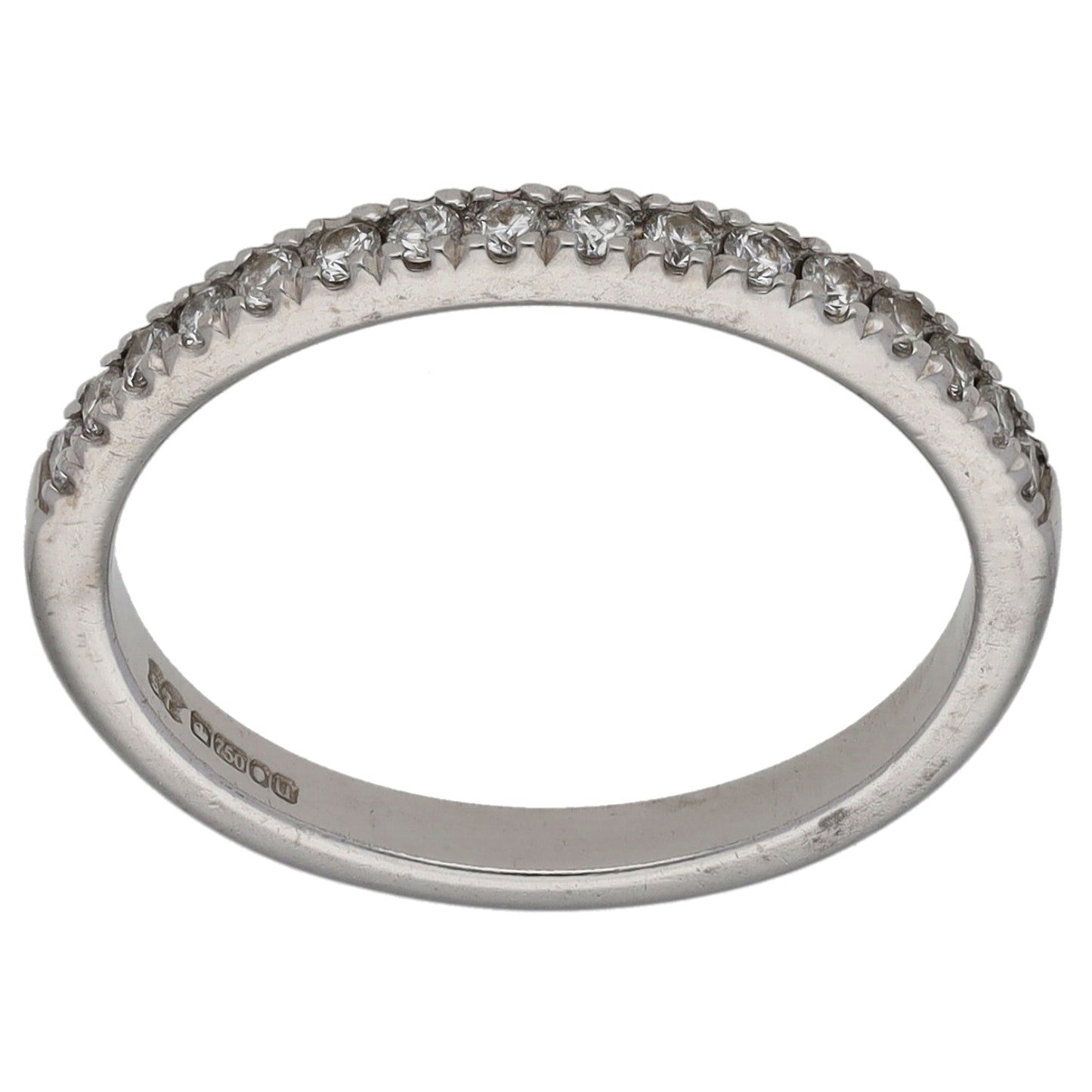 18ct White Gold 0.16ct Diamond Half Eternity Ring Size K