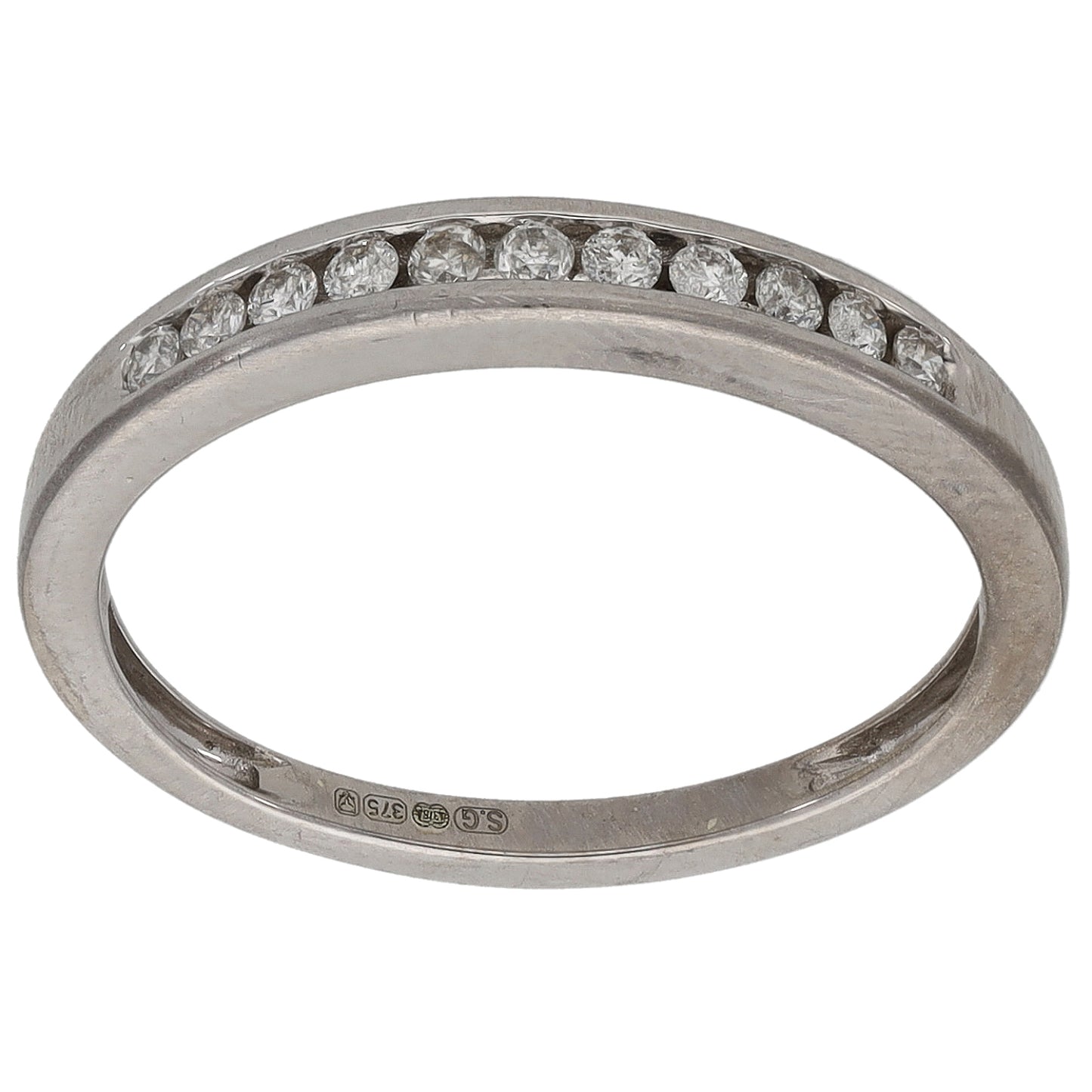 9ct White Gold 0.165ct Diamond Half Eternity Ring Size L