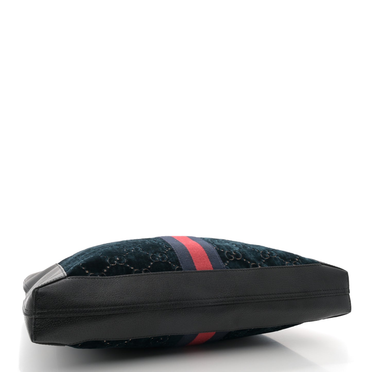 Gucci Ophidia Large Web Tote Velvet & Calfskin Leather Bag - Black