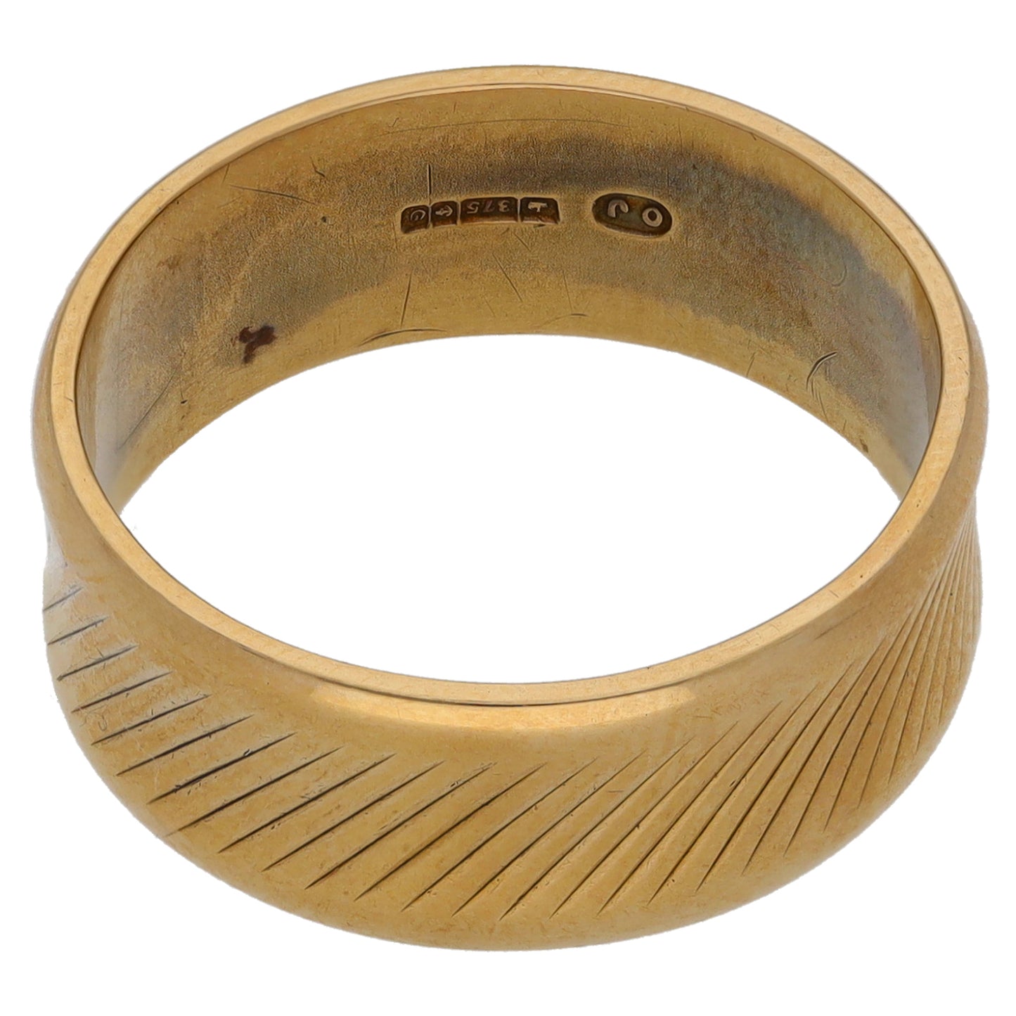 9ct Gold Patterned Wedding Ring Size Q