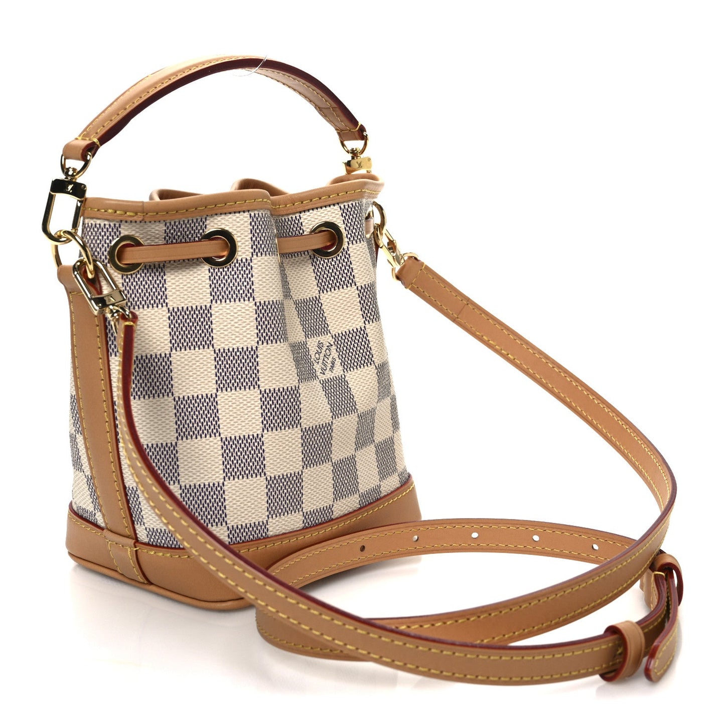 Louis Vuitton Damier Azur Vivienne Sac Nano Noe Dragon Fruit Pink Bag - White