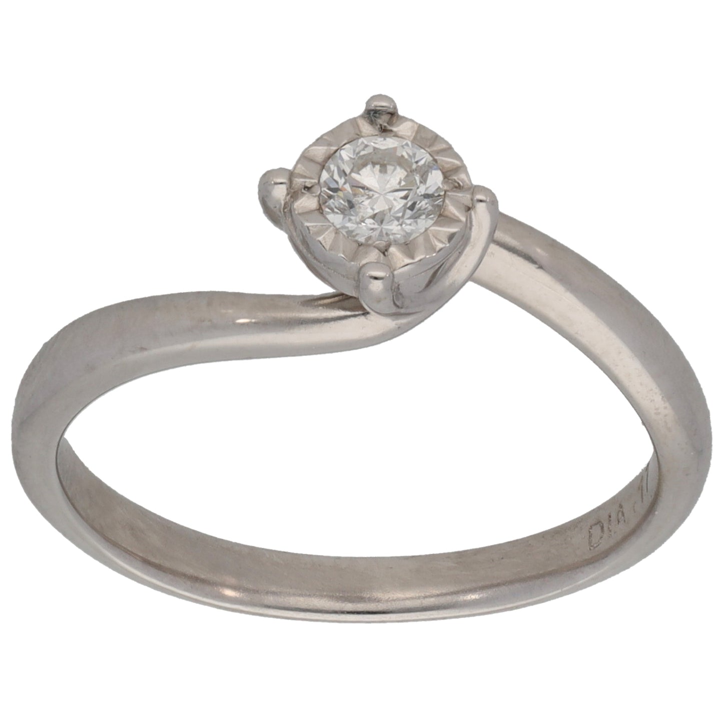 9ct White Gold 0.17ct Diamond Solitaire Ring Size N