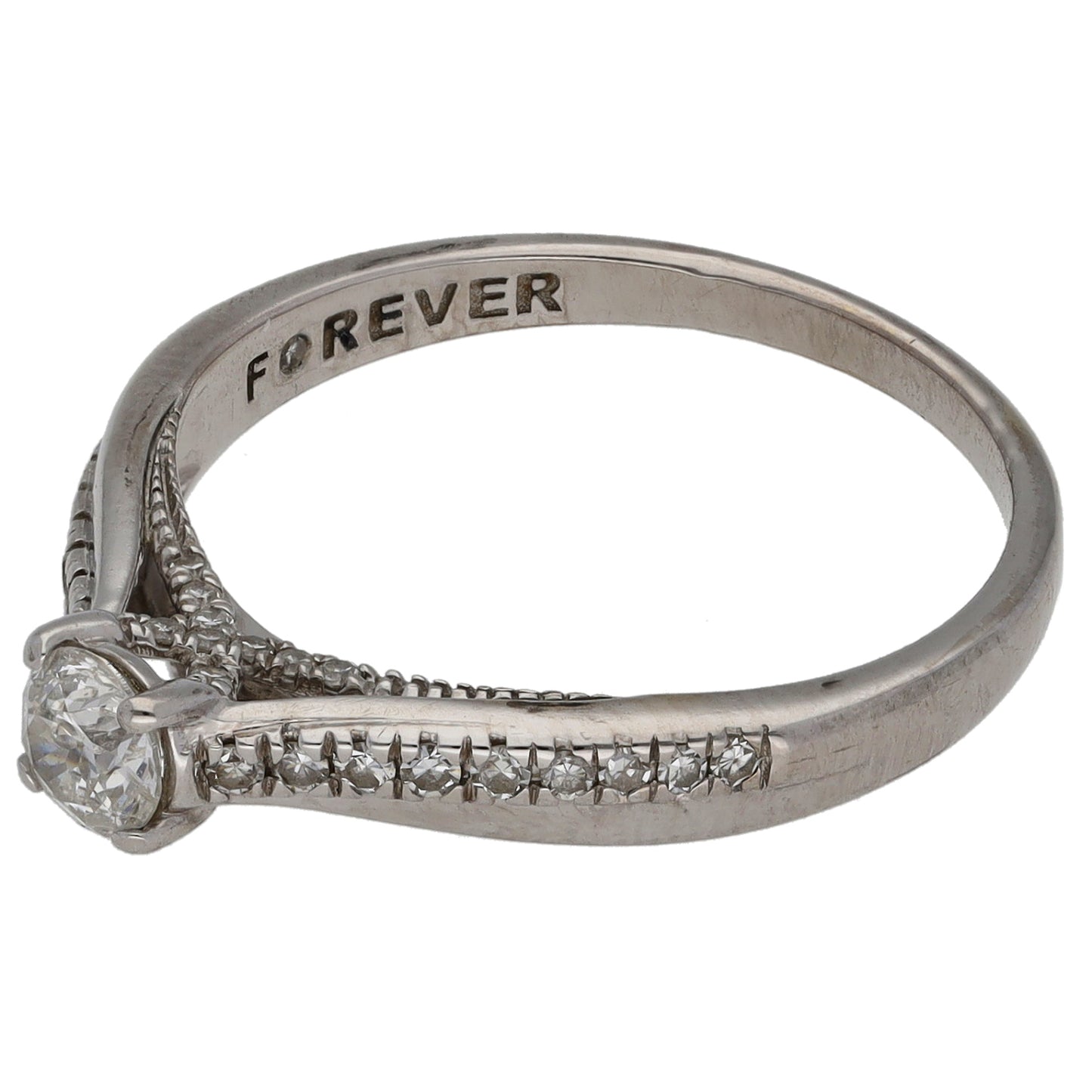 18ct White Gold 0.50ct Diamond Solitaire Ring With Accent Stones Size P