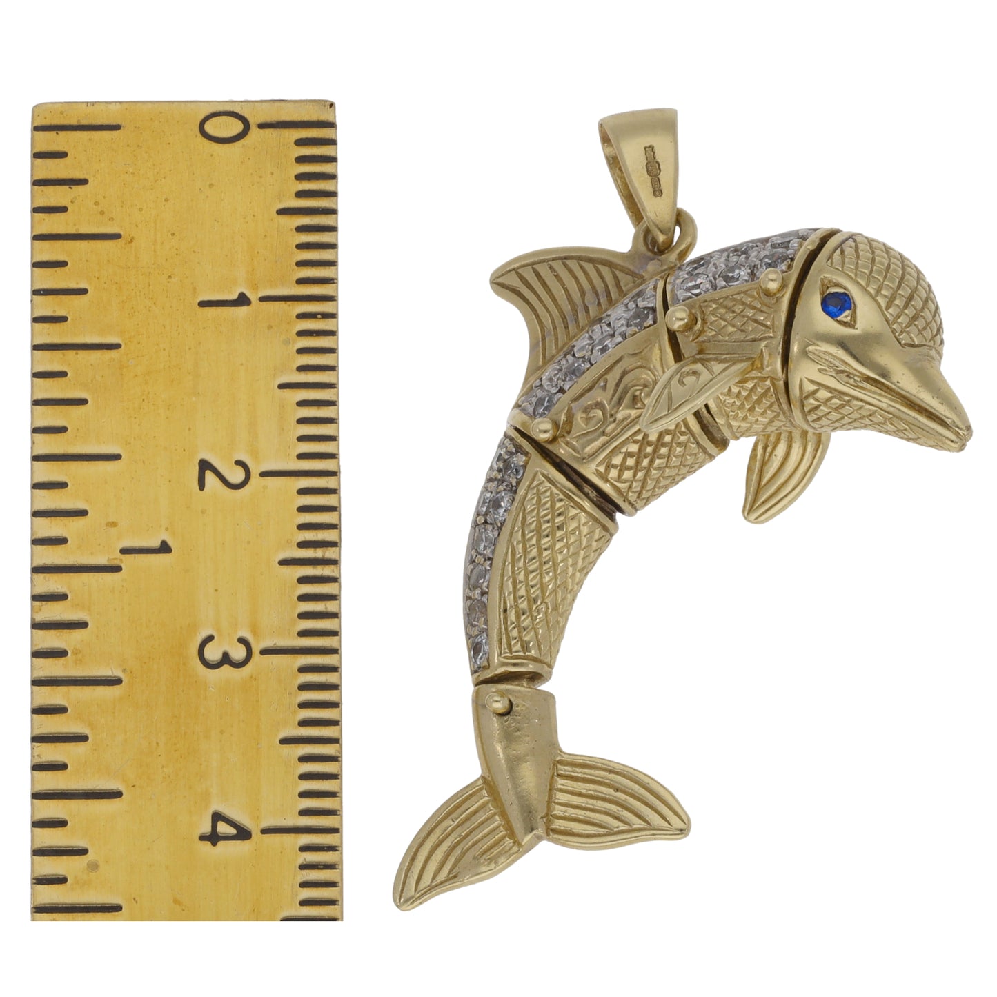 9ct Gold Imitation Gems Dolphin Pendant