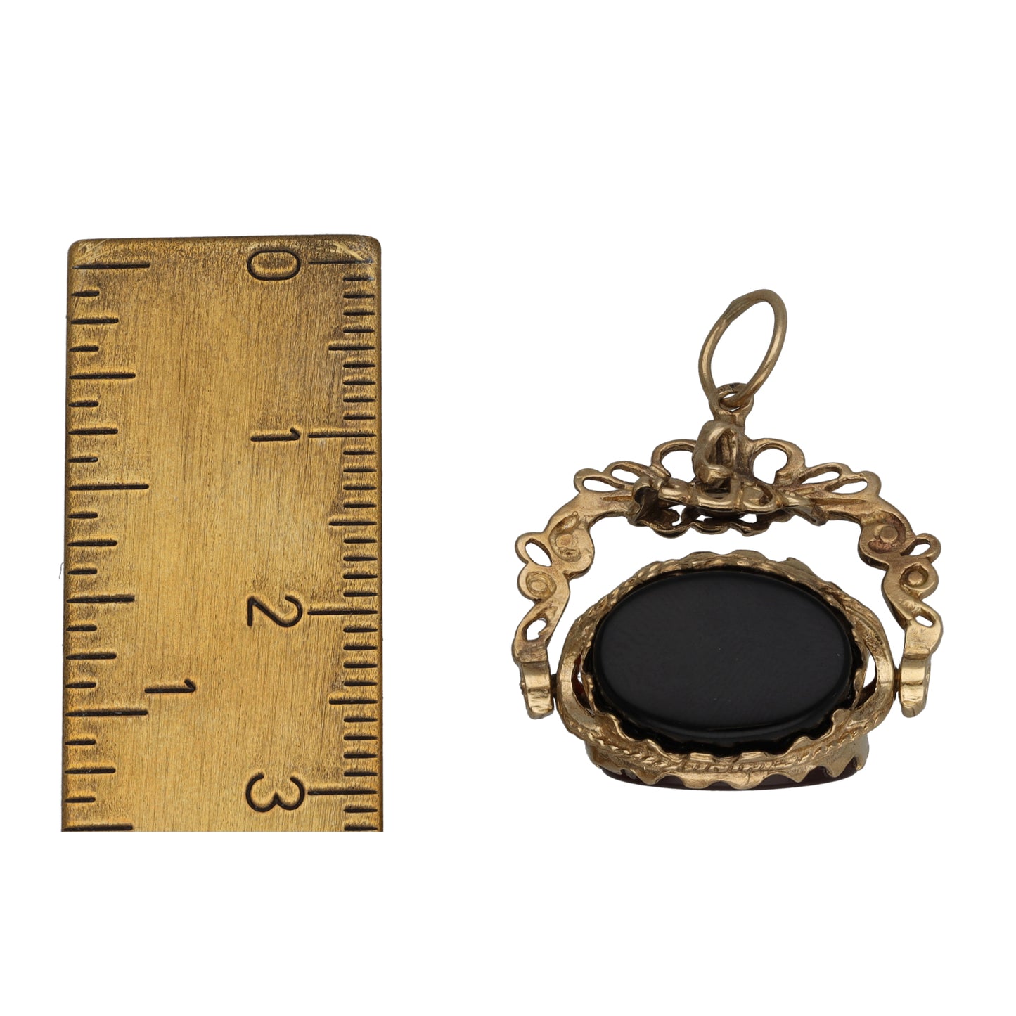 9ct Gold Bloodstone, Carnelian & Onyx Fob Pendant