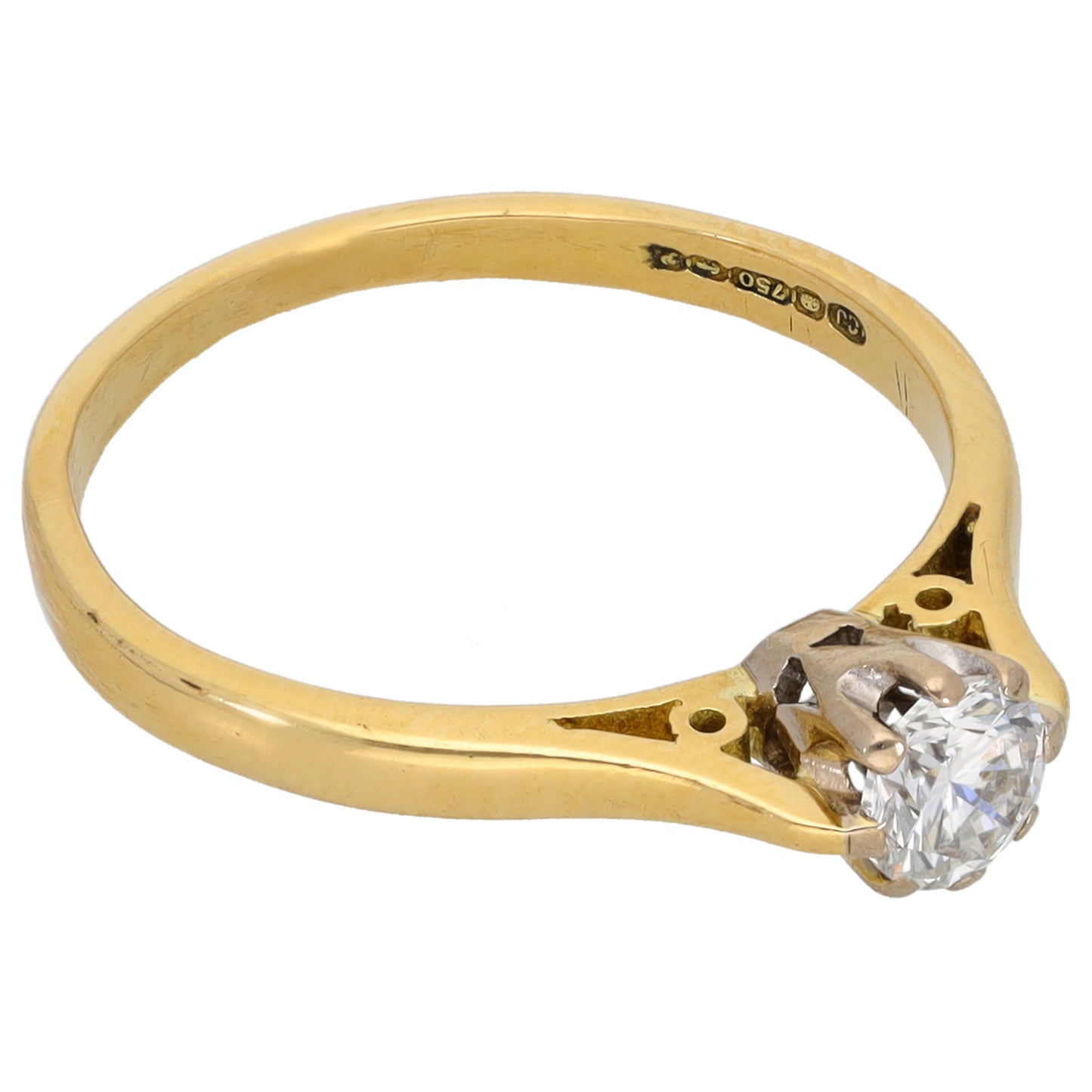 18ct Gold 0.30ct Diamond Solitaire Ring Size M