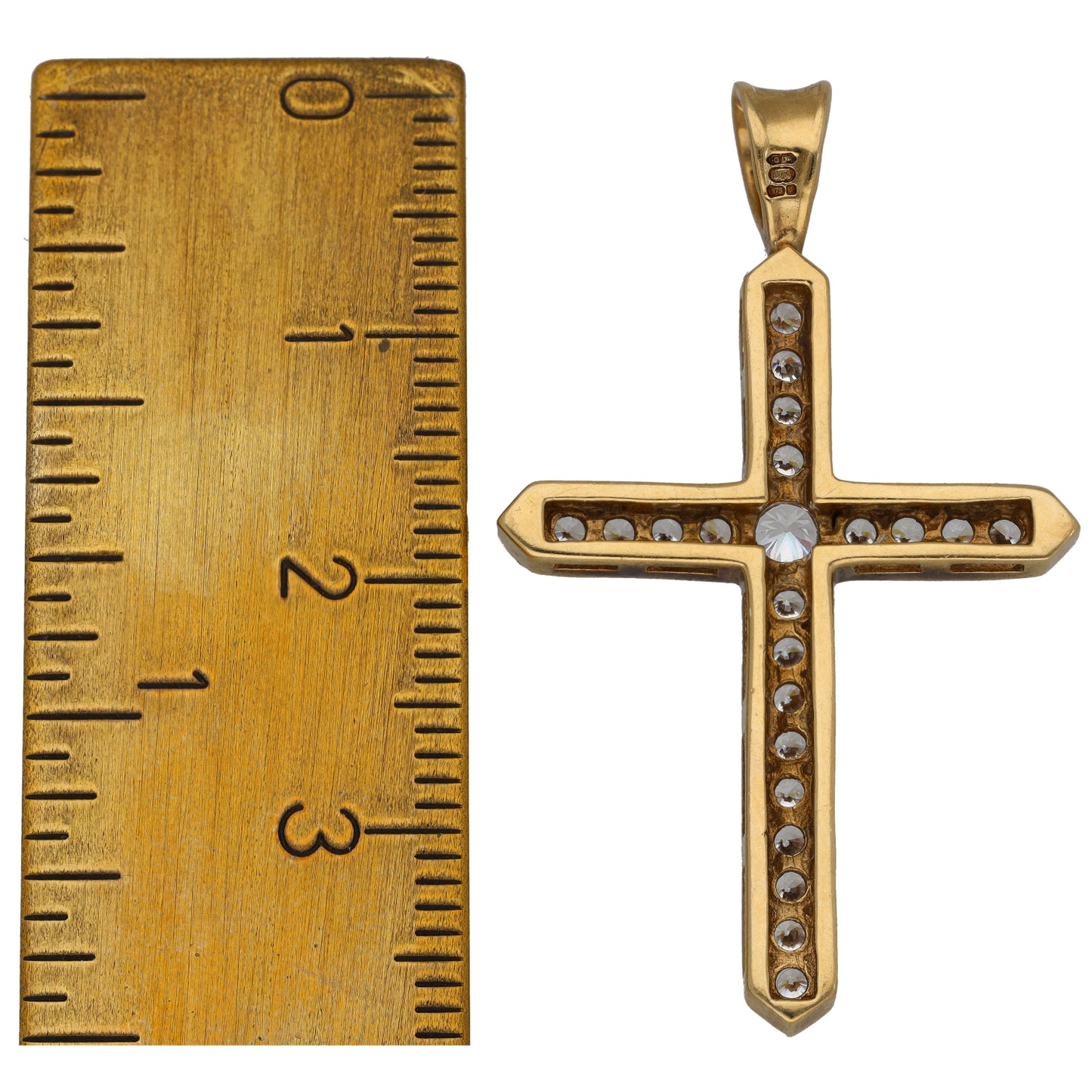 9ct Gold Cubic Zirconia Cross Pendant