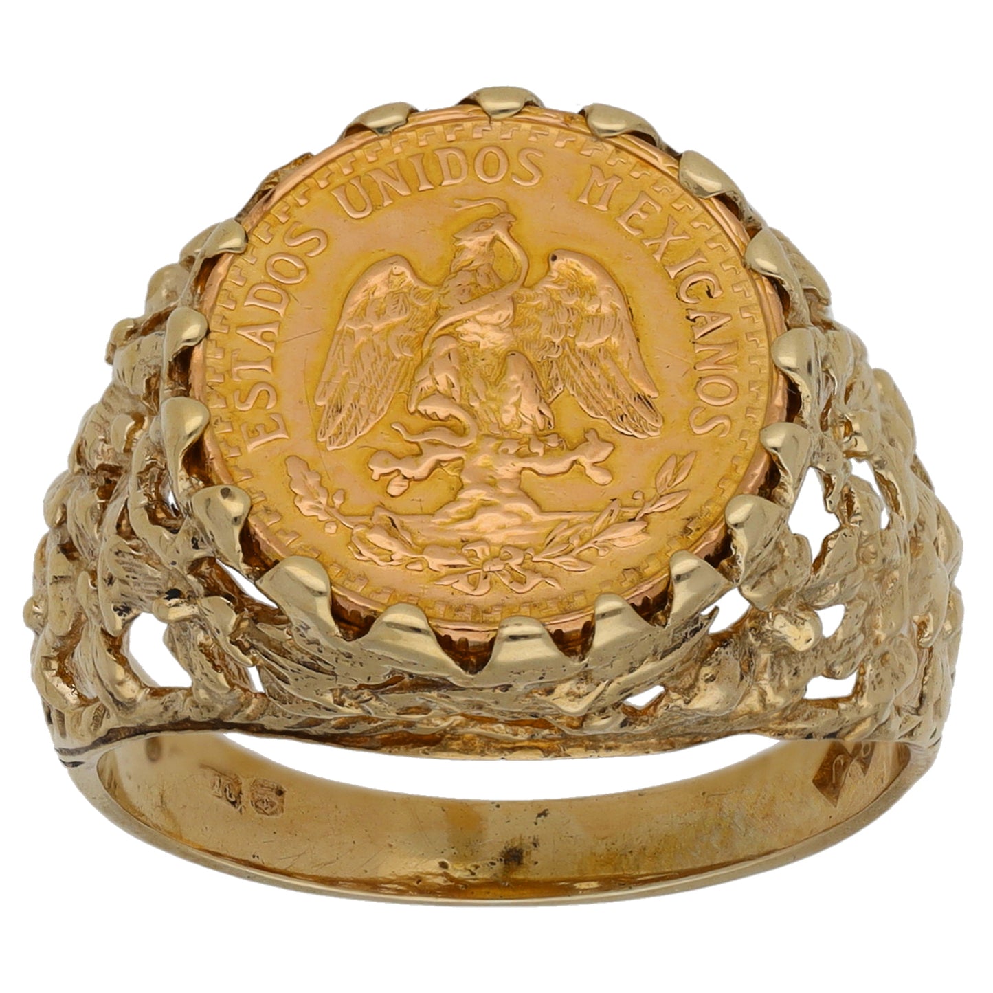9ct Gold 2 Pesos Coin Ring Size O