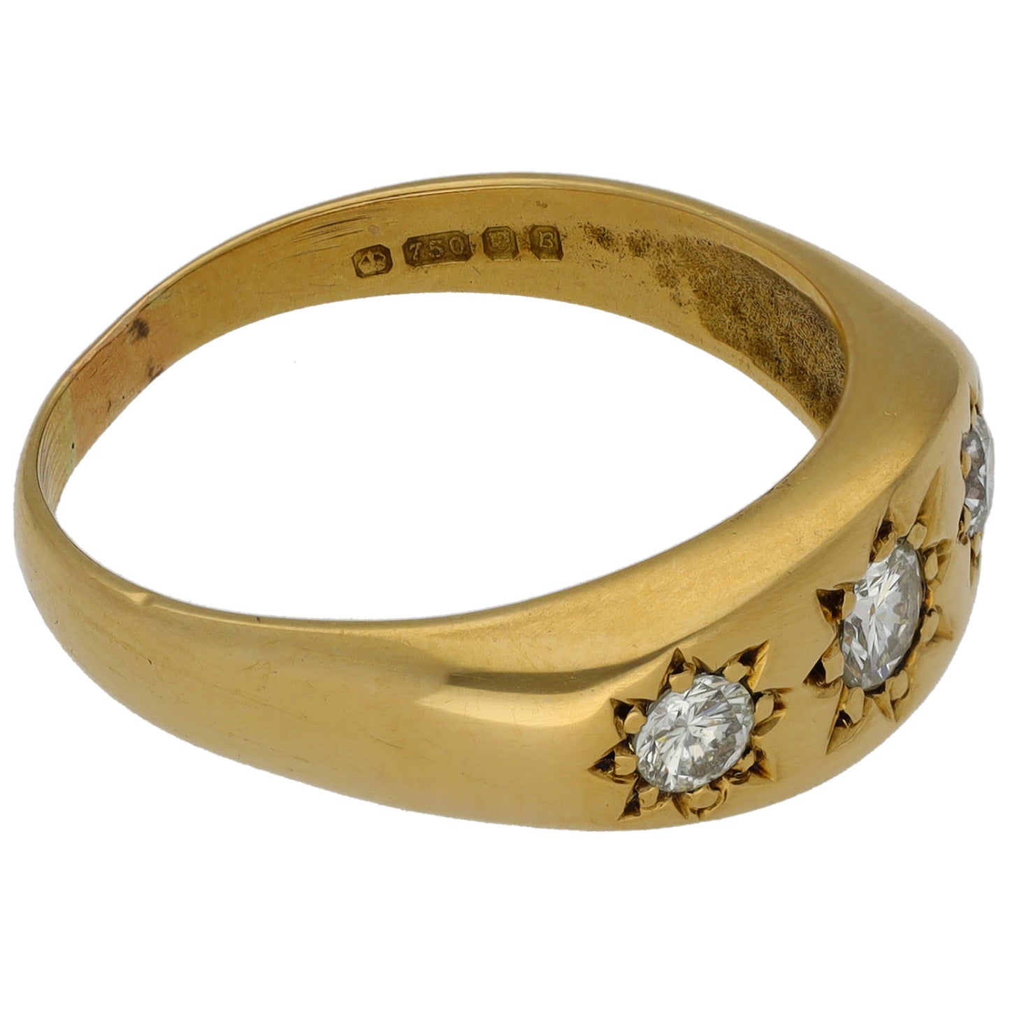 18ct Gold 0.40ct Diamond Trilogy Ring Size Q