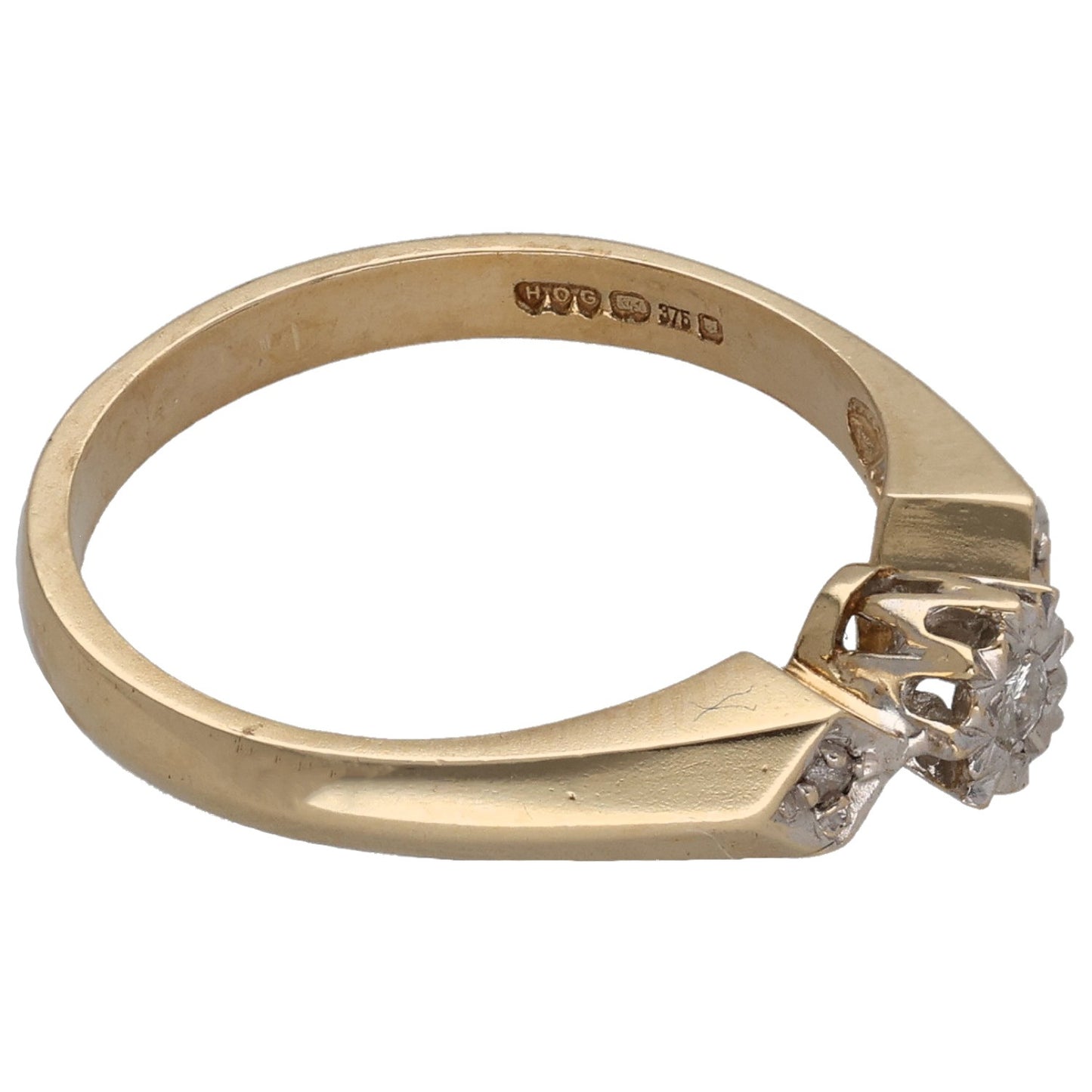 9ct Gold 0.05ct Diamond Trilogy Ring Size L