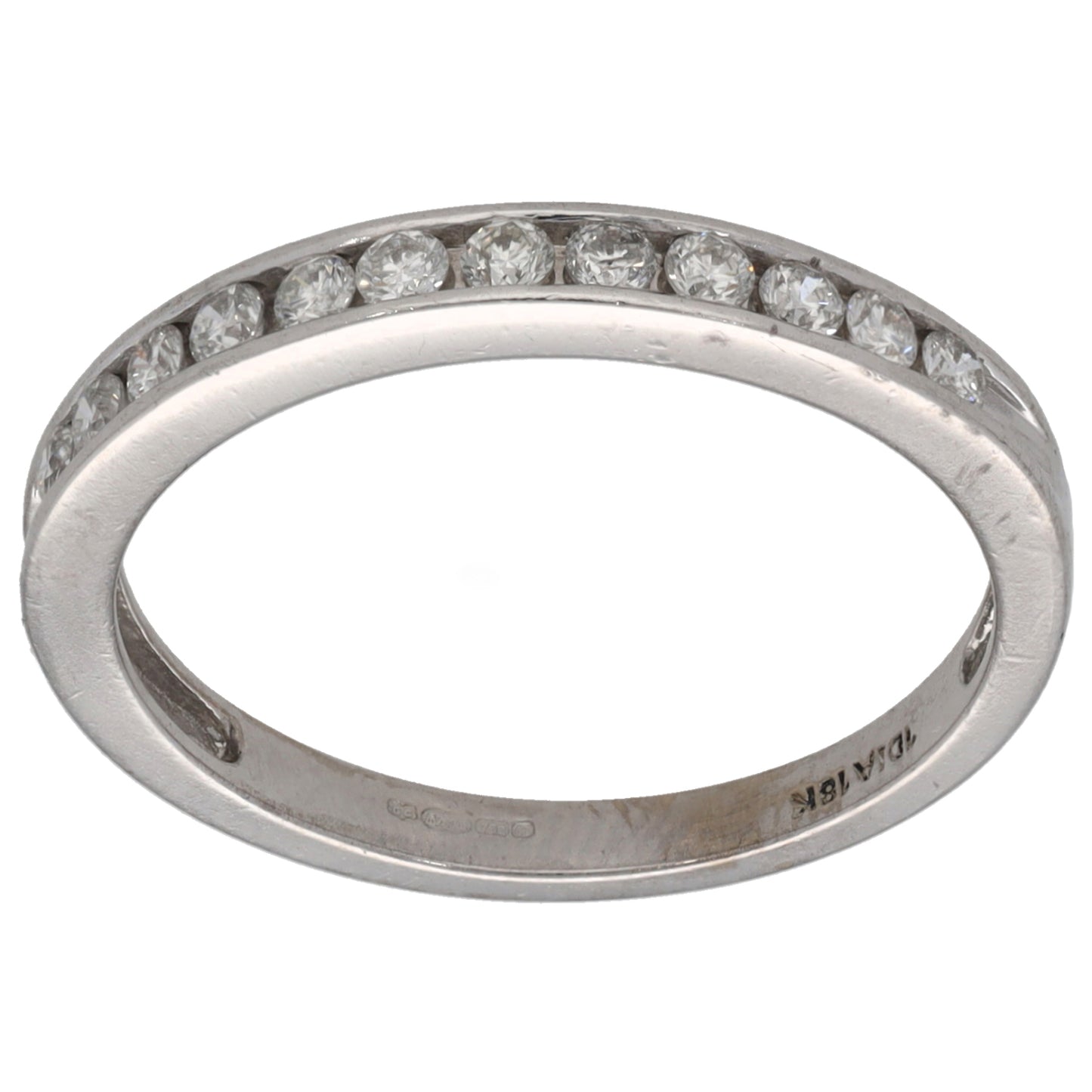 18ct White Gold 0.12ct Diamond Half Eternity Ring Size P