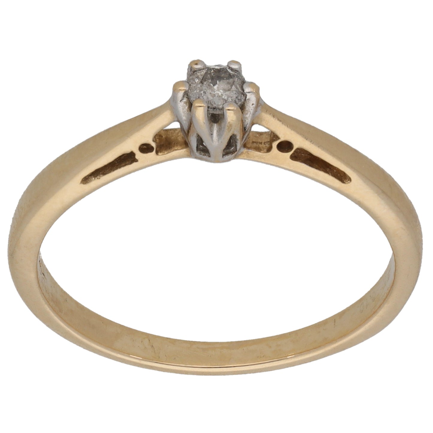 9ct Gold 0.10ct Diamond Solitaire Ring Size O
