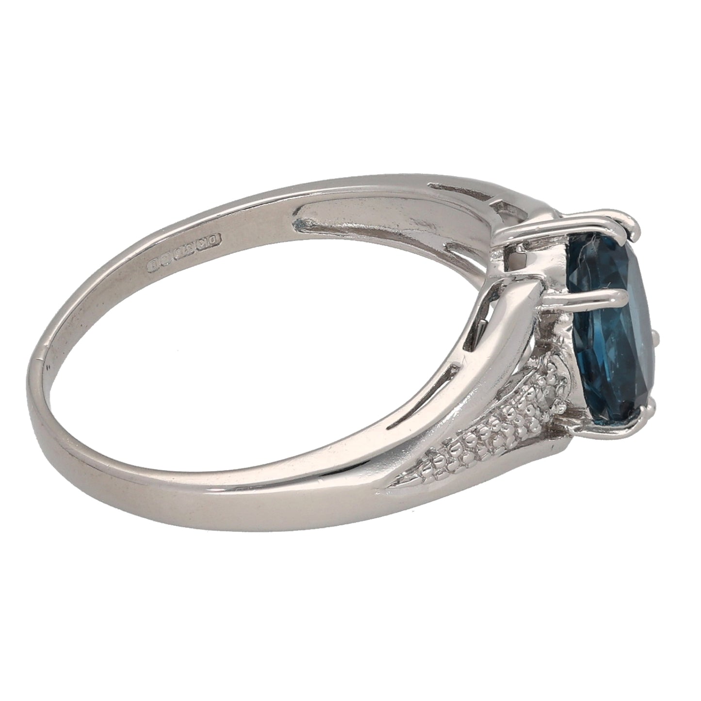 9ct White Gold Topaz & 0.02ct Diamond Dress/Cocktail Ring Size M
