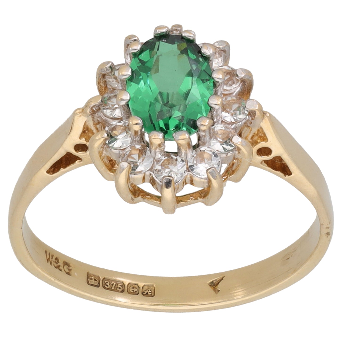 9ct Gold Garnet & Imitation Gems Dress/Cocktail Ring Size O