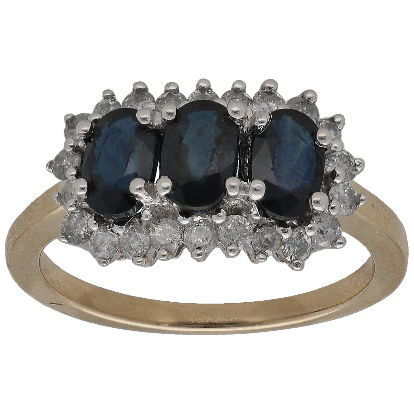 9ct Gold Sapphire & 0.44ct Diamond Dress/Cocktail Ring Size P