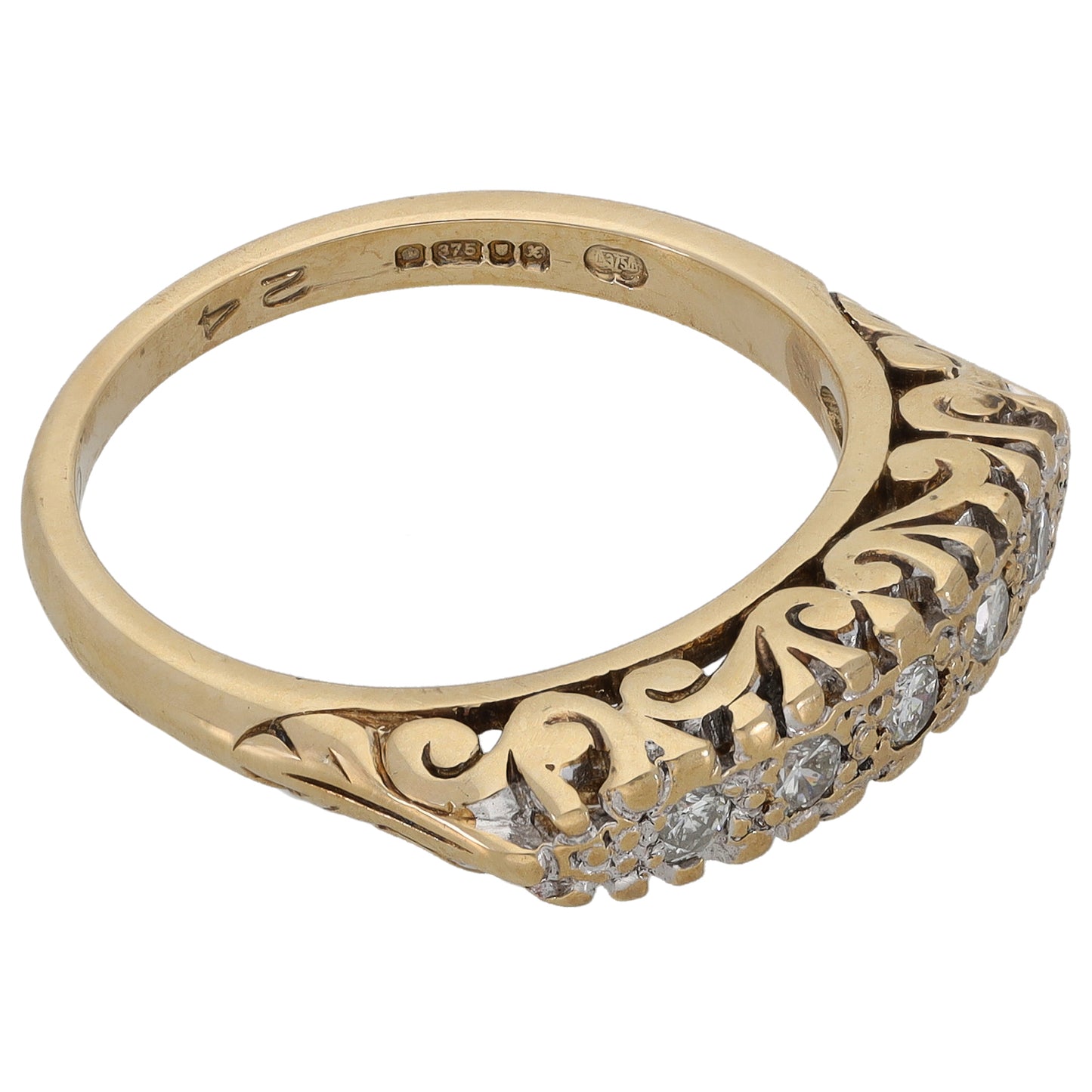 9ct Gold 0.24ct Diamond Half Eternity Ring Size M