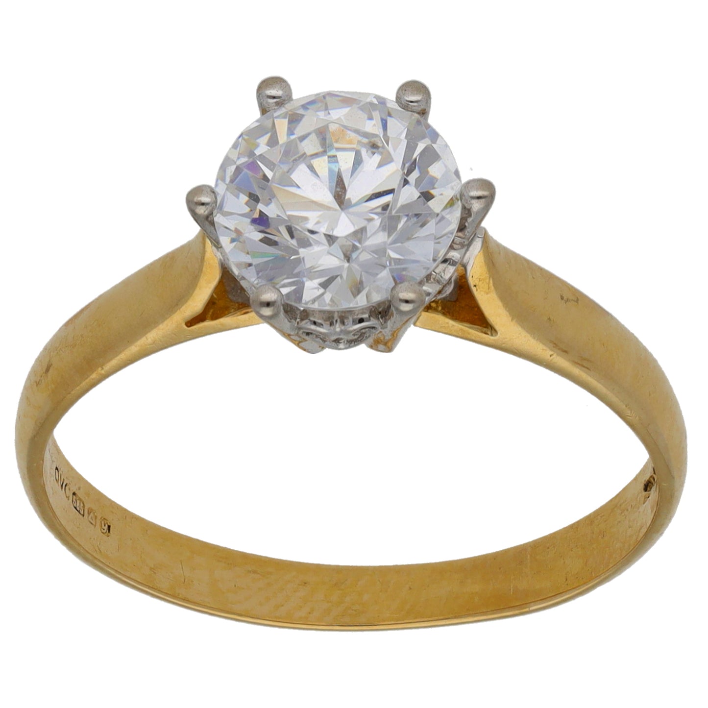 14ct Gold Cubic Zirconia Single Stone Ring Size R