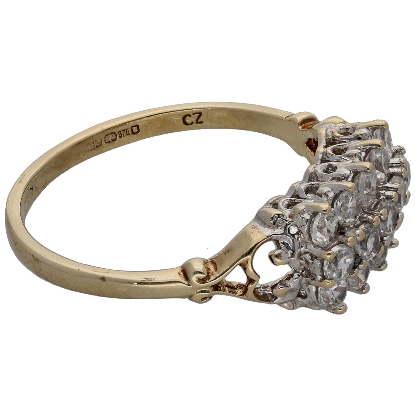 9ct Gold Cubic Zirconia Dress/Cocktail Ring Size O