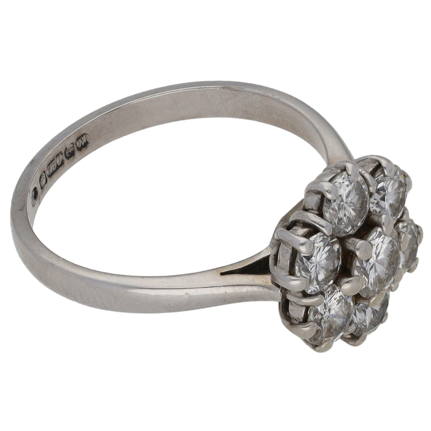 18ct White Gold 1.45ct Diamond Cluster Ring Size M