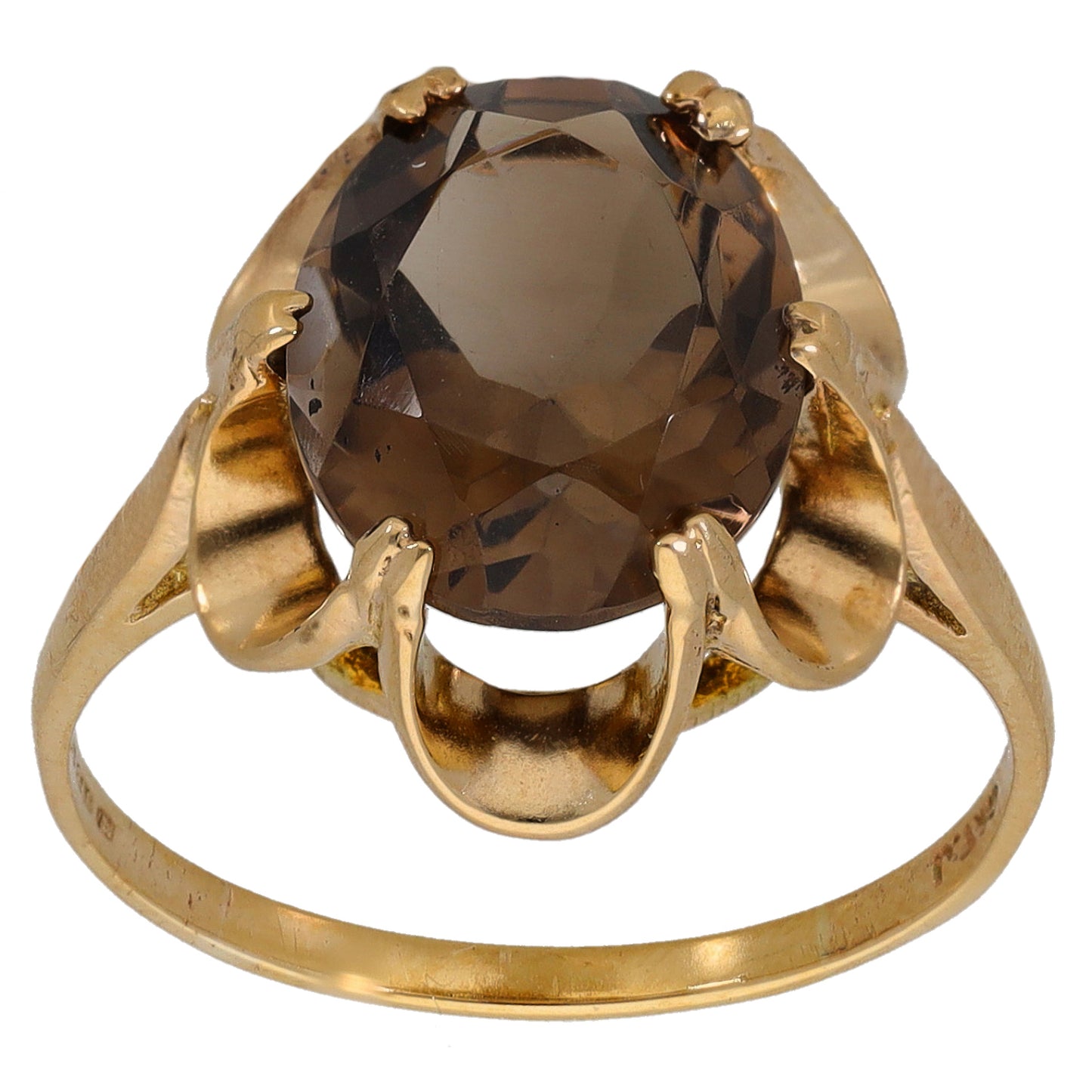 9ct Gold Smoky Quartz Single Stone Ring Size Q
