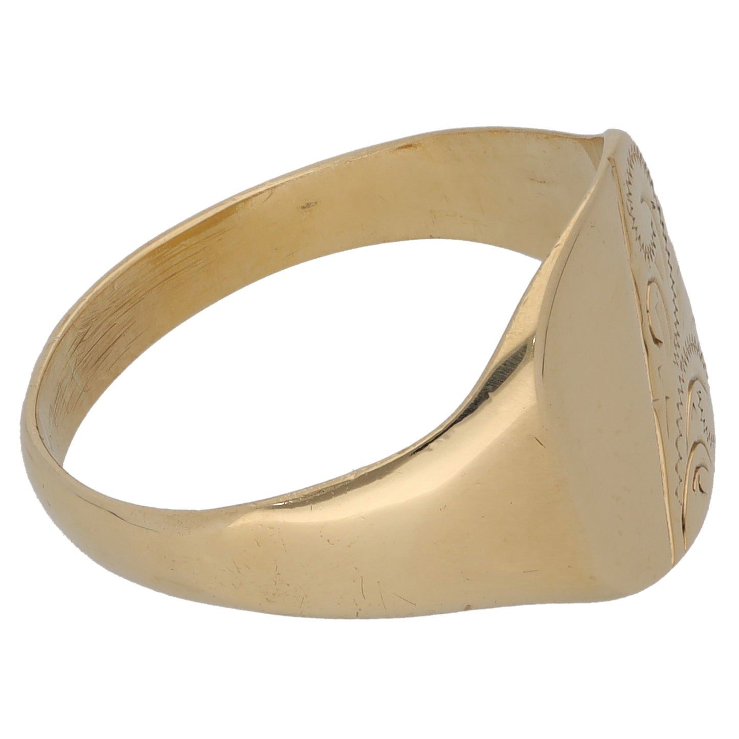 9ct Gold Patterned Signet Ring Size R