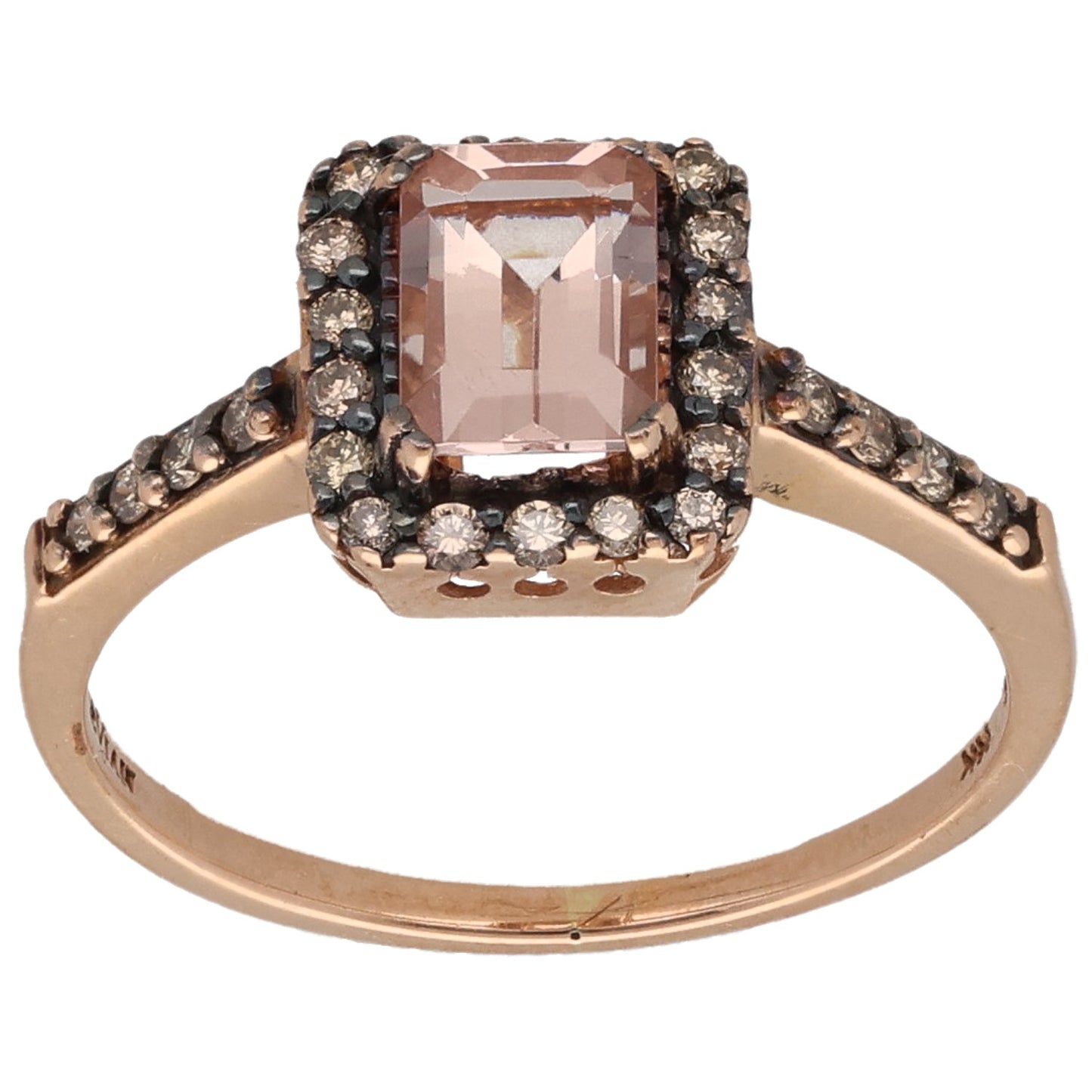 14ct Gold Morganite & 0.13ct Diamond Dress/Cocktail Ring Size P