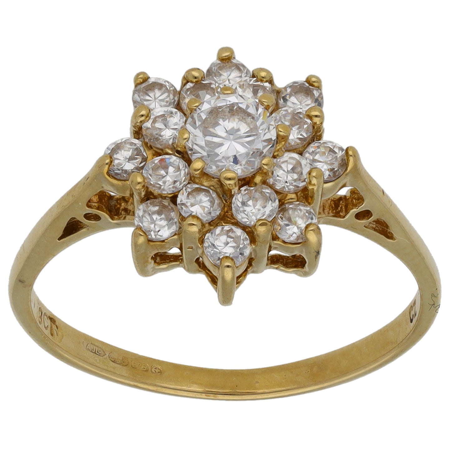 9ct Gold Cubic Zirconia Cluster Ring Size N