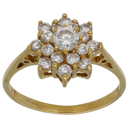 9ct Gold Cubic Zirconia Cluster Ring Size N