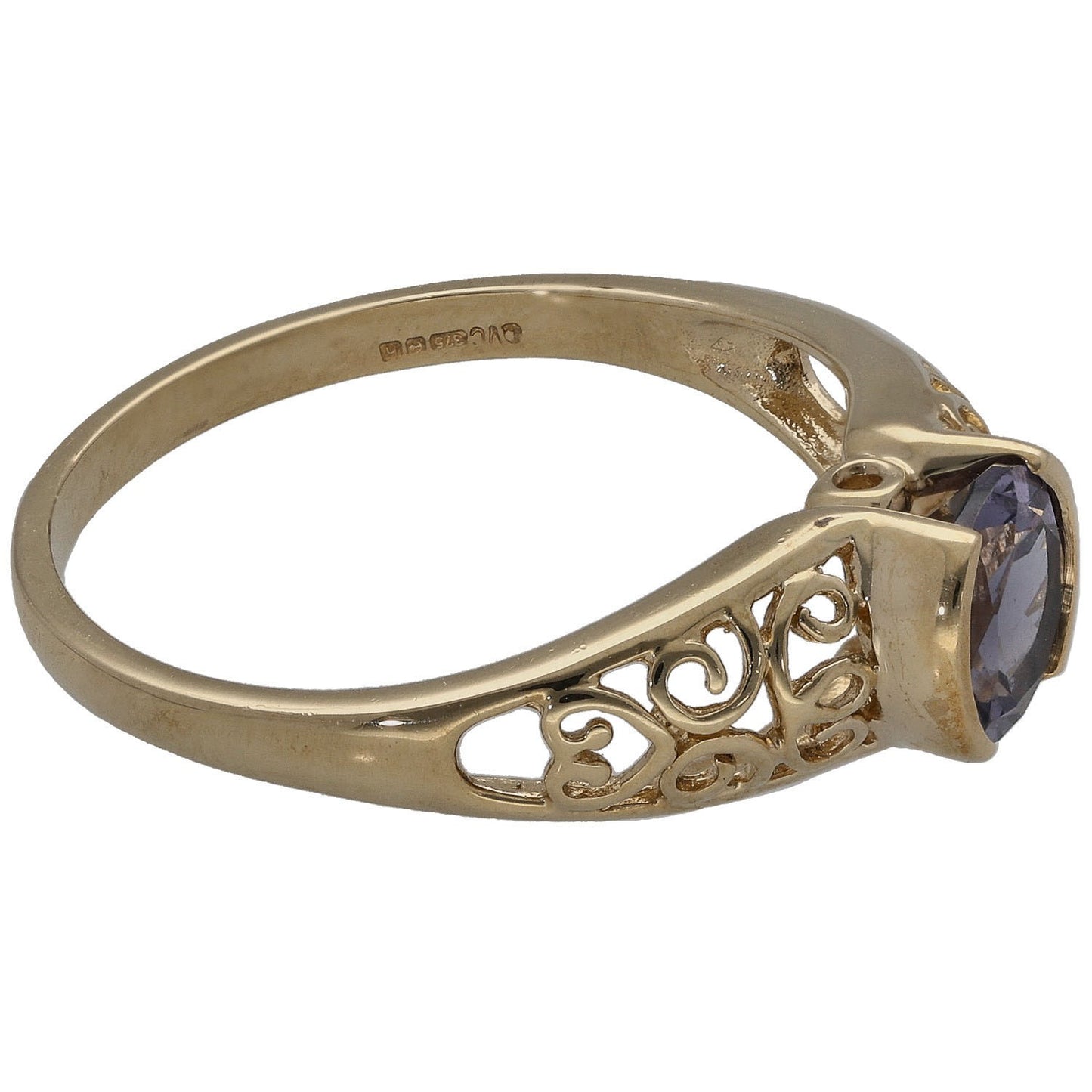 9ct Gold Iolite Single Stone Ring Size R