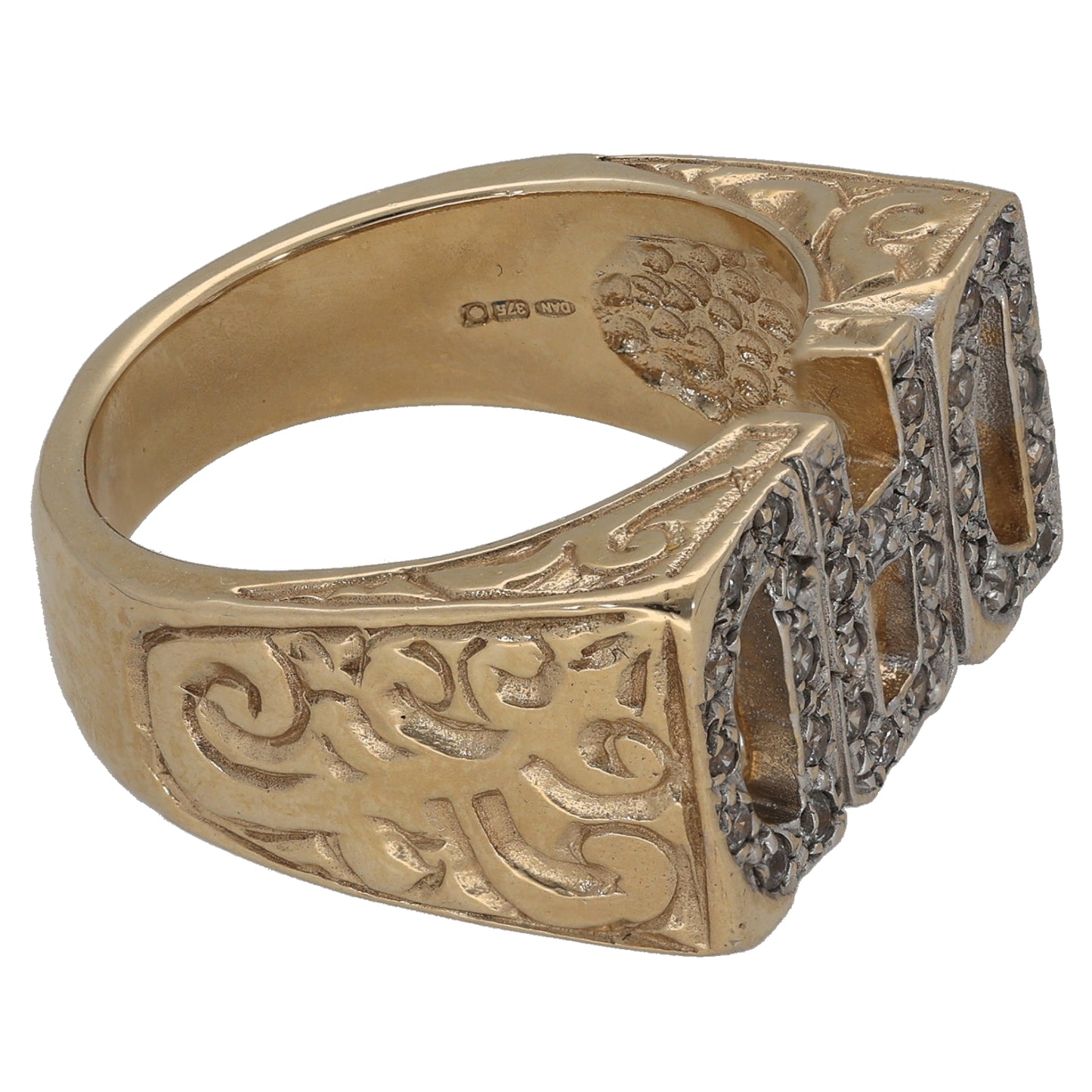9ct Gold Cubic Zirconia Dad Ring Size T