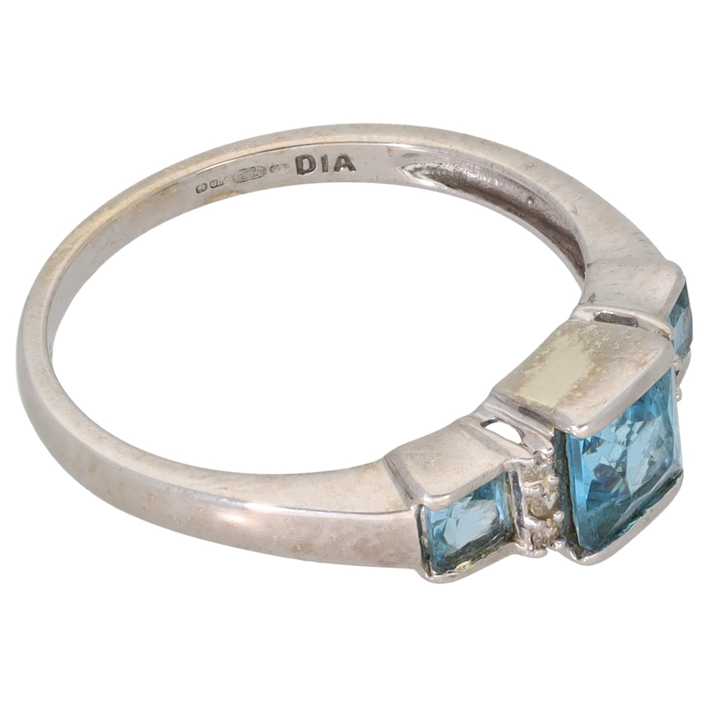 9ct Gold Topaz & 0.03ct Diamond Dress/Cocktail Ring Size M