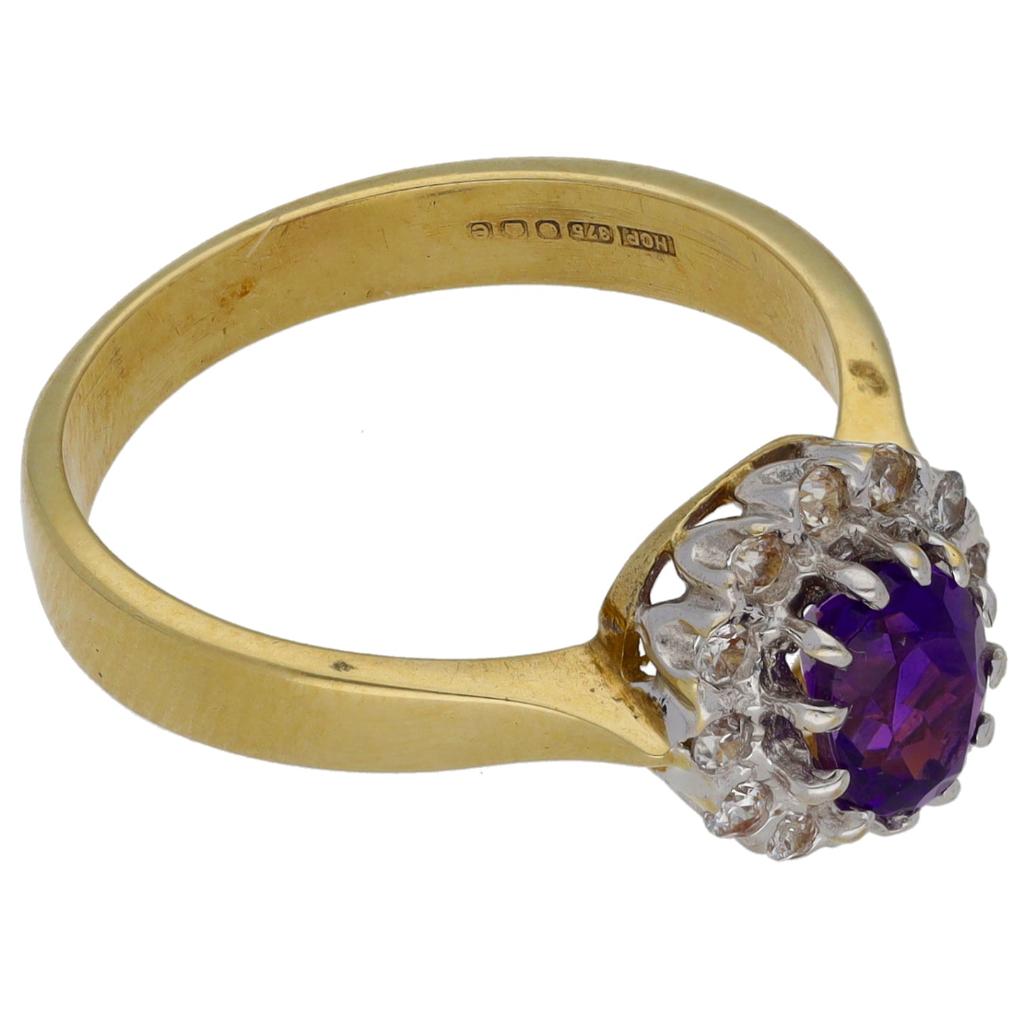 9ct Gold Amethyst & Cubic Zirconia Dress/Cocktail Ring Size O