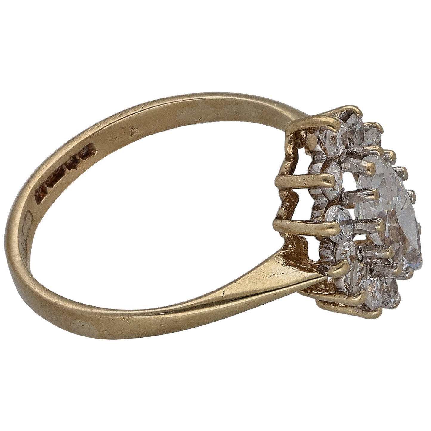 9ct Gold Cubic Zirconia Cluster Ring Size L