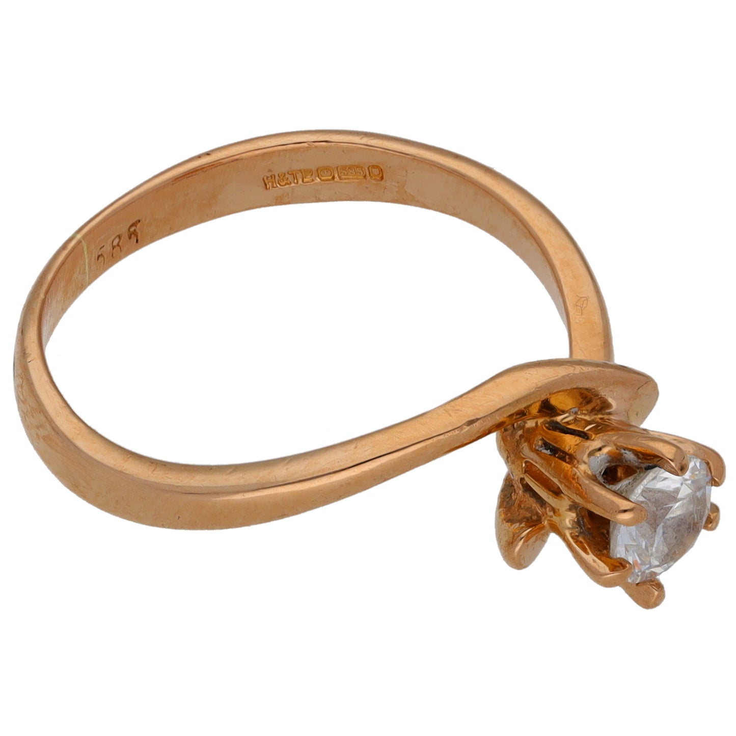 14ct Rose Gold Cubic Zirconia Single Stone Ring Size M