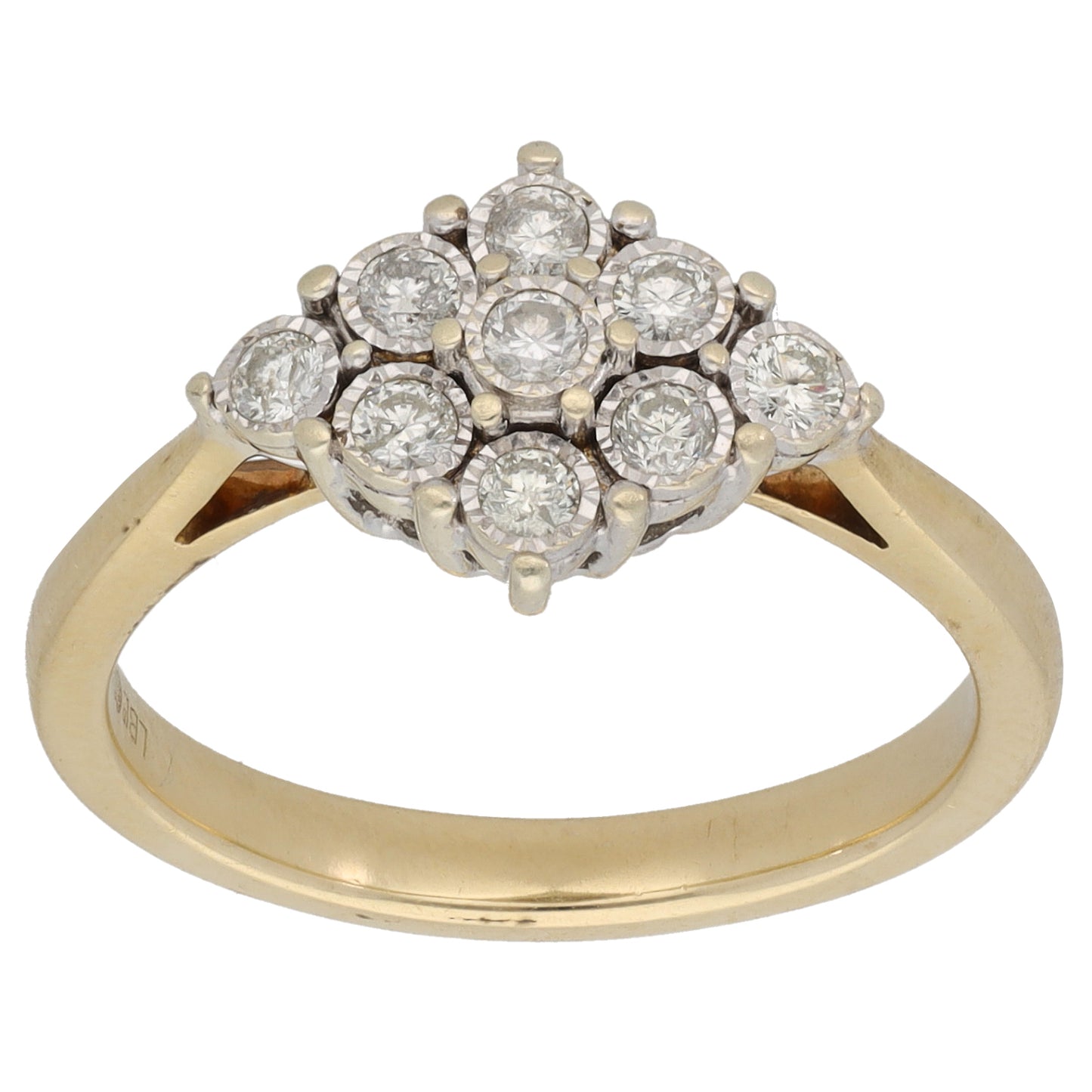 9ct Gold 0.27ct Diamond Cluster Ring Size O
