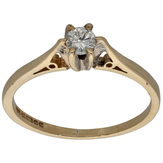9ct Gold 0.20ct Diamond Solitaire Ring Size N