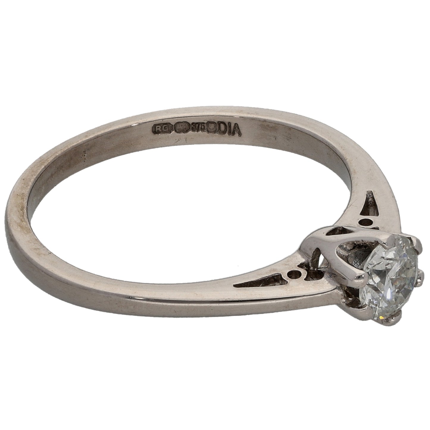 9ct White Gold 0.33ct Diamond Solitaire Ring Size L