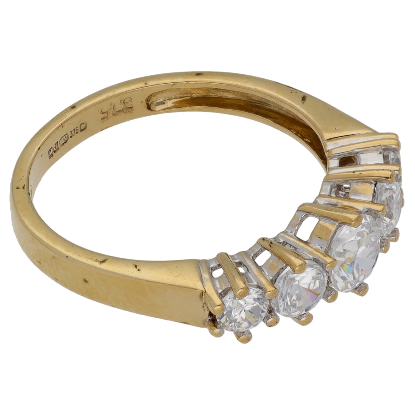 9ct Gold Cubic Zirconia Half Eternity Ring Size L