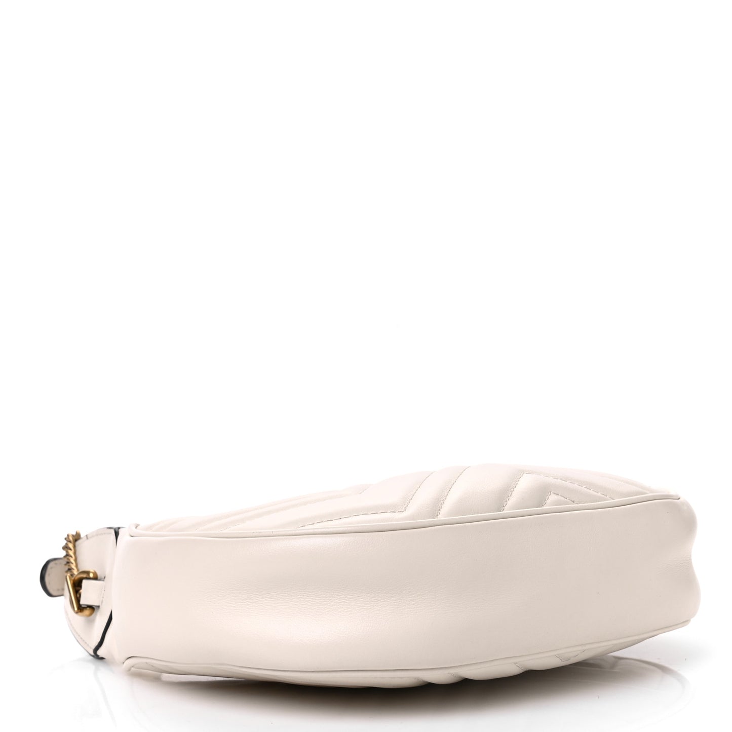 Gucci GG Marmont Half-Moon Shaped Mini Calfskin Matelasse Leather Bag - Marmo