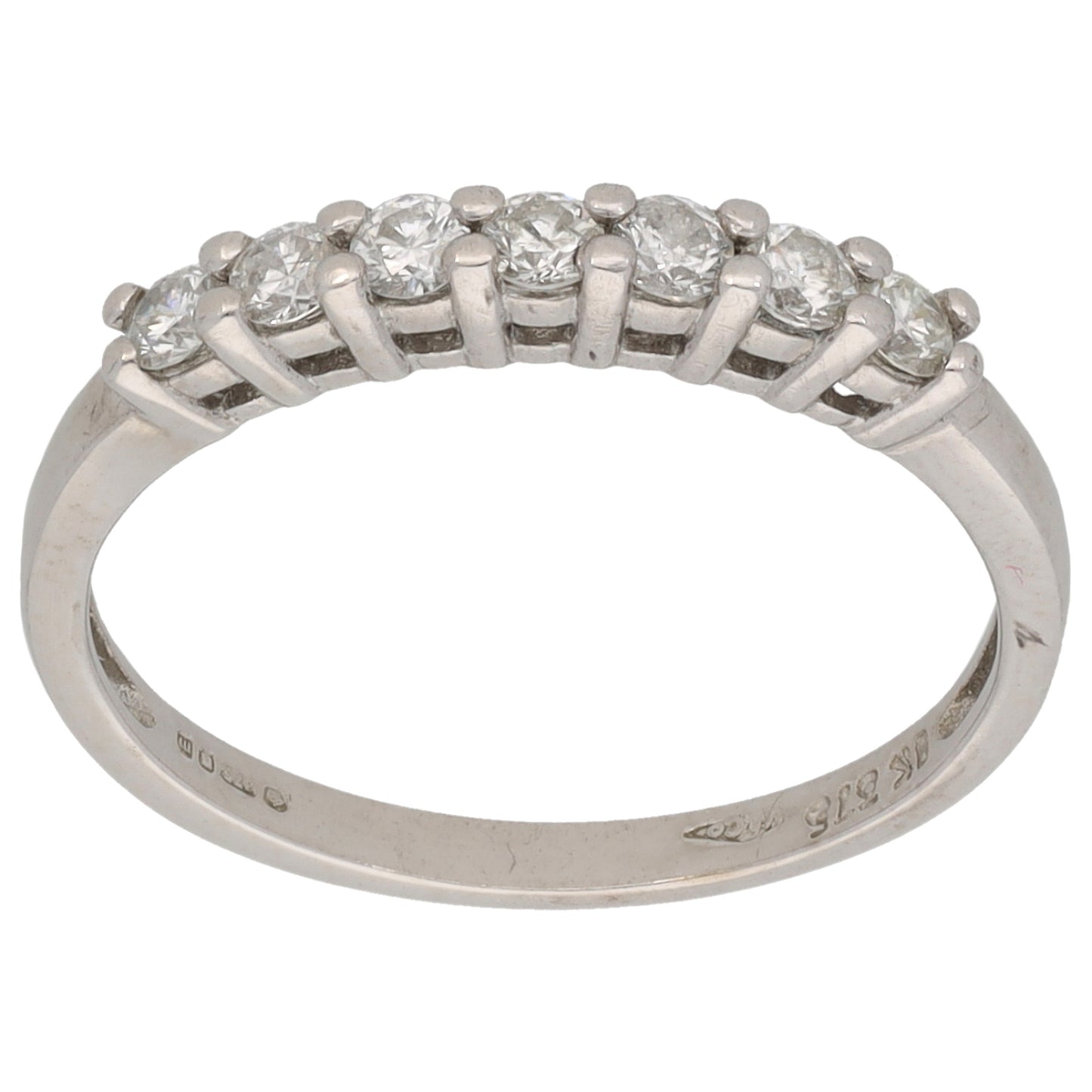 9ct White Gold 0.28ct Diamond Half Eternity Ring Size L