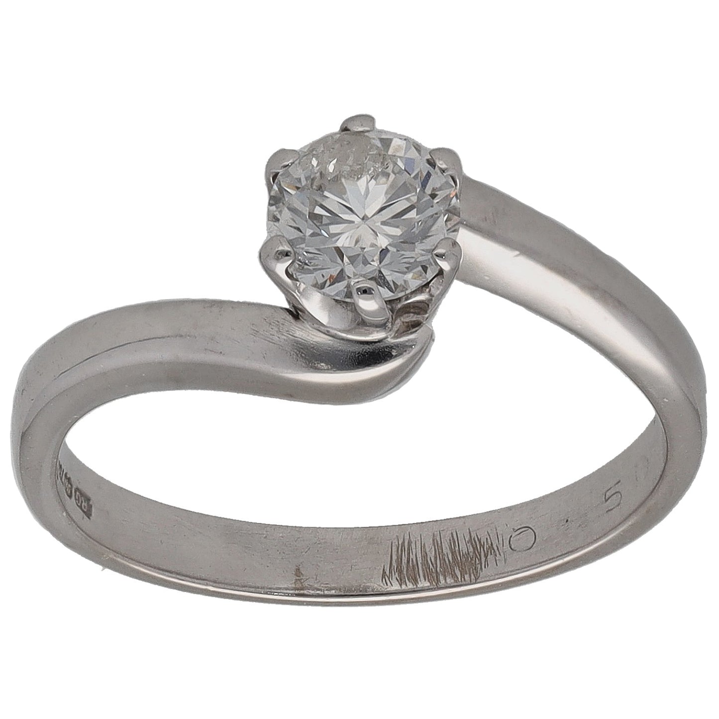 18ct White Gold 0.50ct Diamond Solitaire Ring Size L