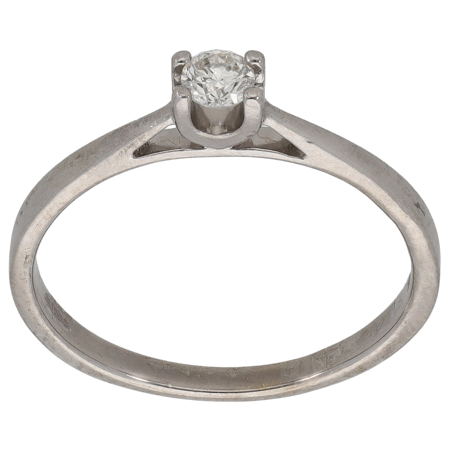 9ct White Gold 0.16ct Diamond Solitaire Ring Size P