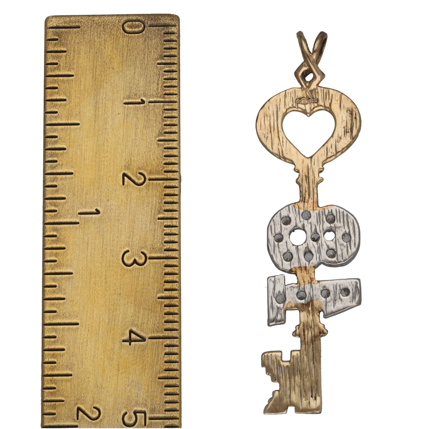 9ct Gold Cubic Zirconia Key Pendant