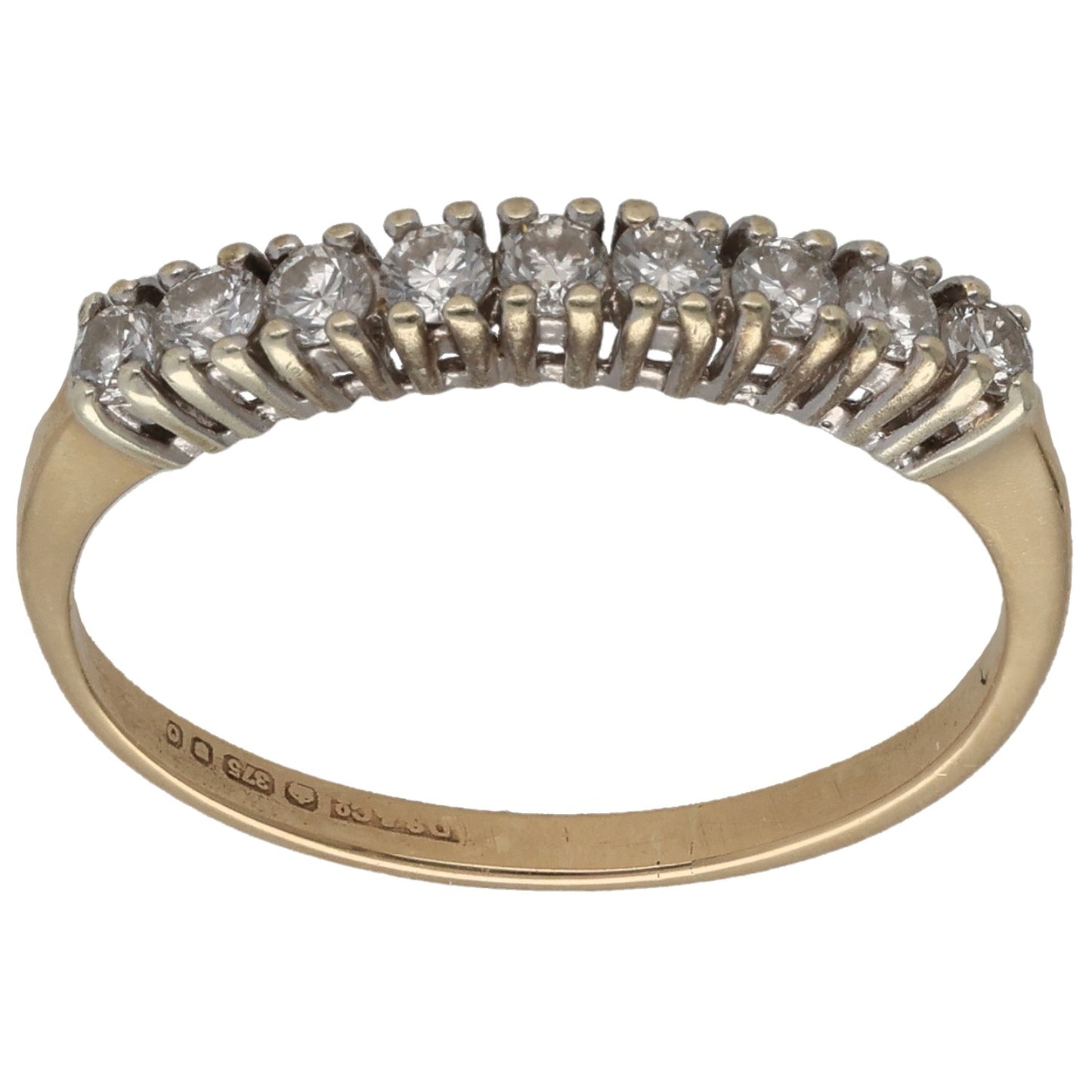 9ct Gold 0.18ct Diamond Half Eternity Ring Size N