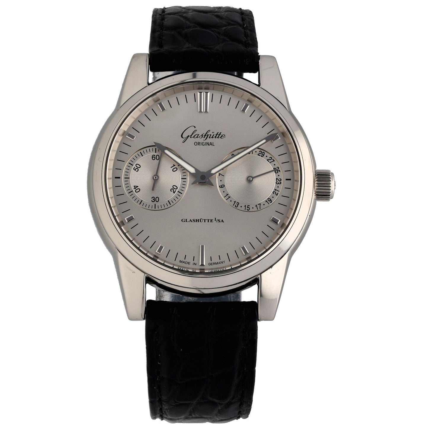 Glashütte Original Senator Hand Date 1.39.58.02.02.04 40mm Stainless Steel Watch