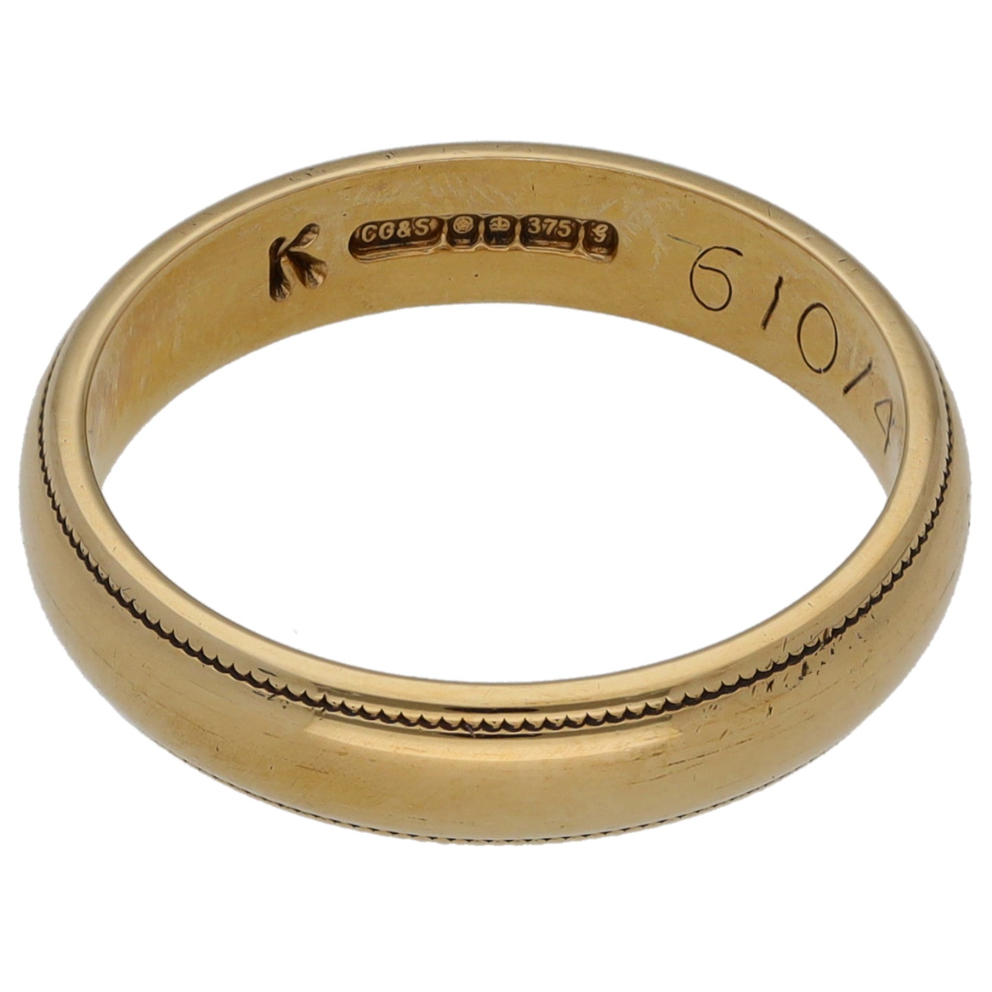 9ct Gold Patterned Wedding Ring Size K