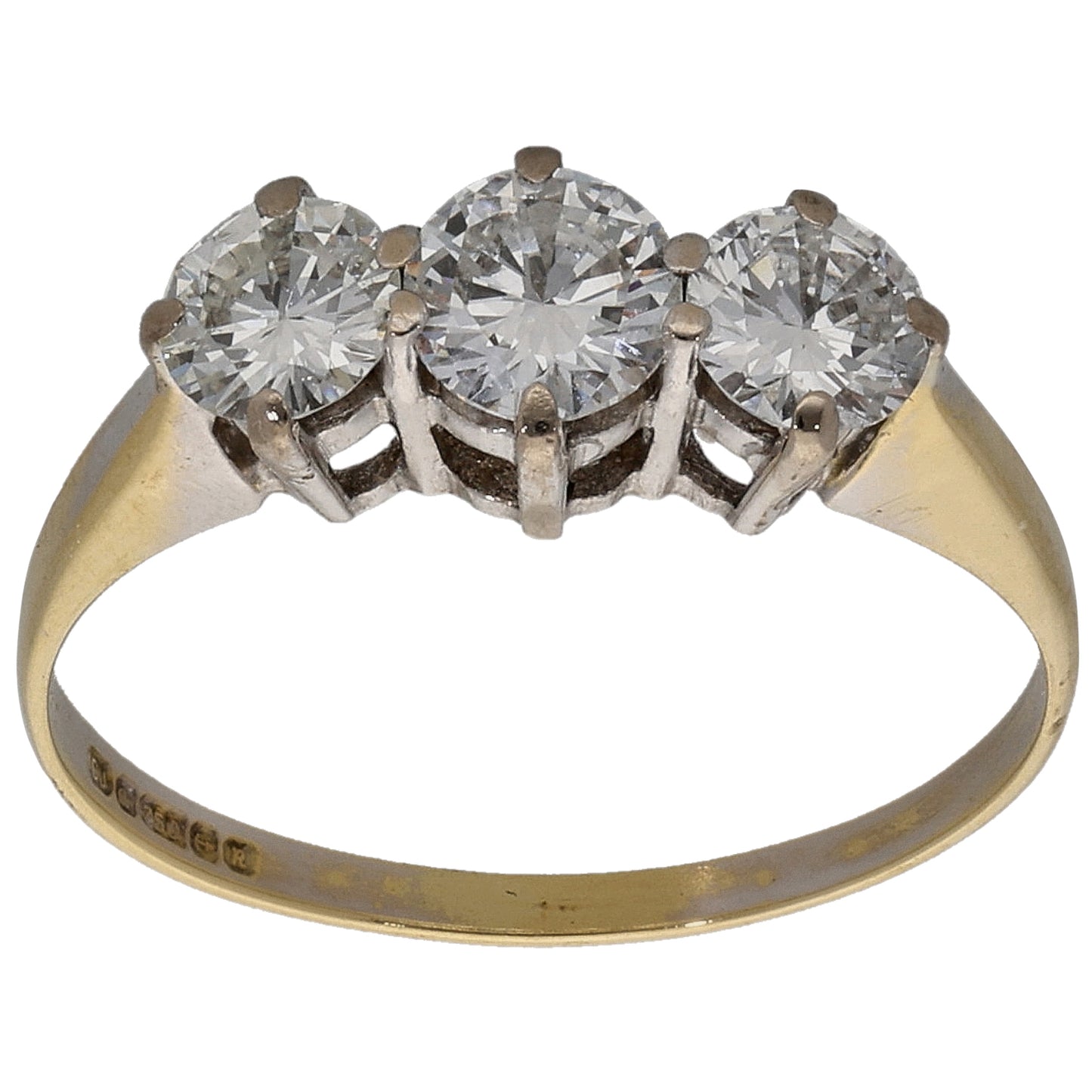 18ct White Gold 0.83ct Diamond Trilogy Ring Size M