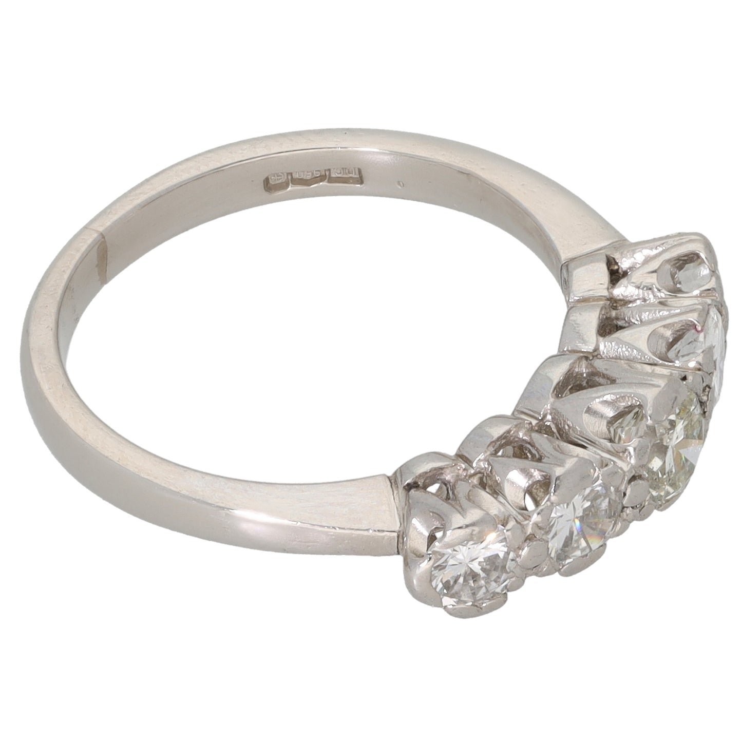 Platinum 1.05ct Diamond Dress/Cocktail Ring Size M