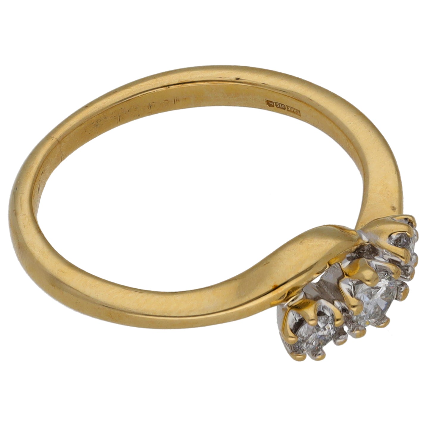 9ct Gold 0.25ct Diamond Trilogy Ring Size K