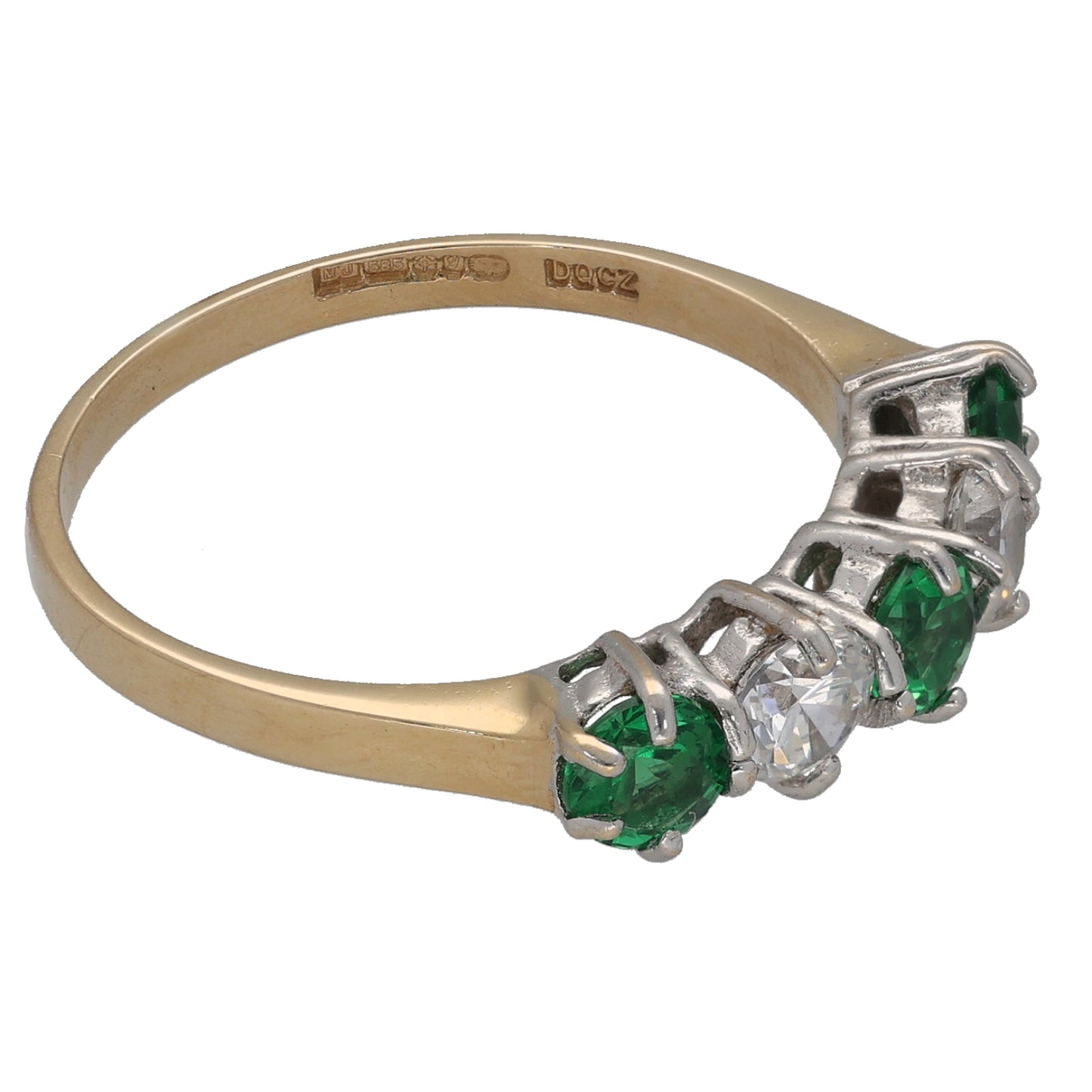 14ct Gold Imitation Gems Half Eternity Ring Size P